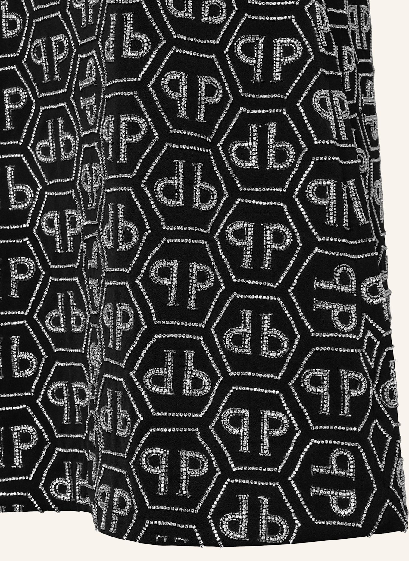 PHILIPP PLEIN Langes Kleid MONOGRAM: SCHWARZ