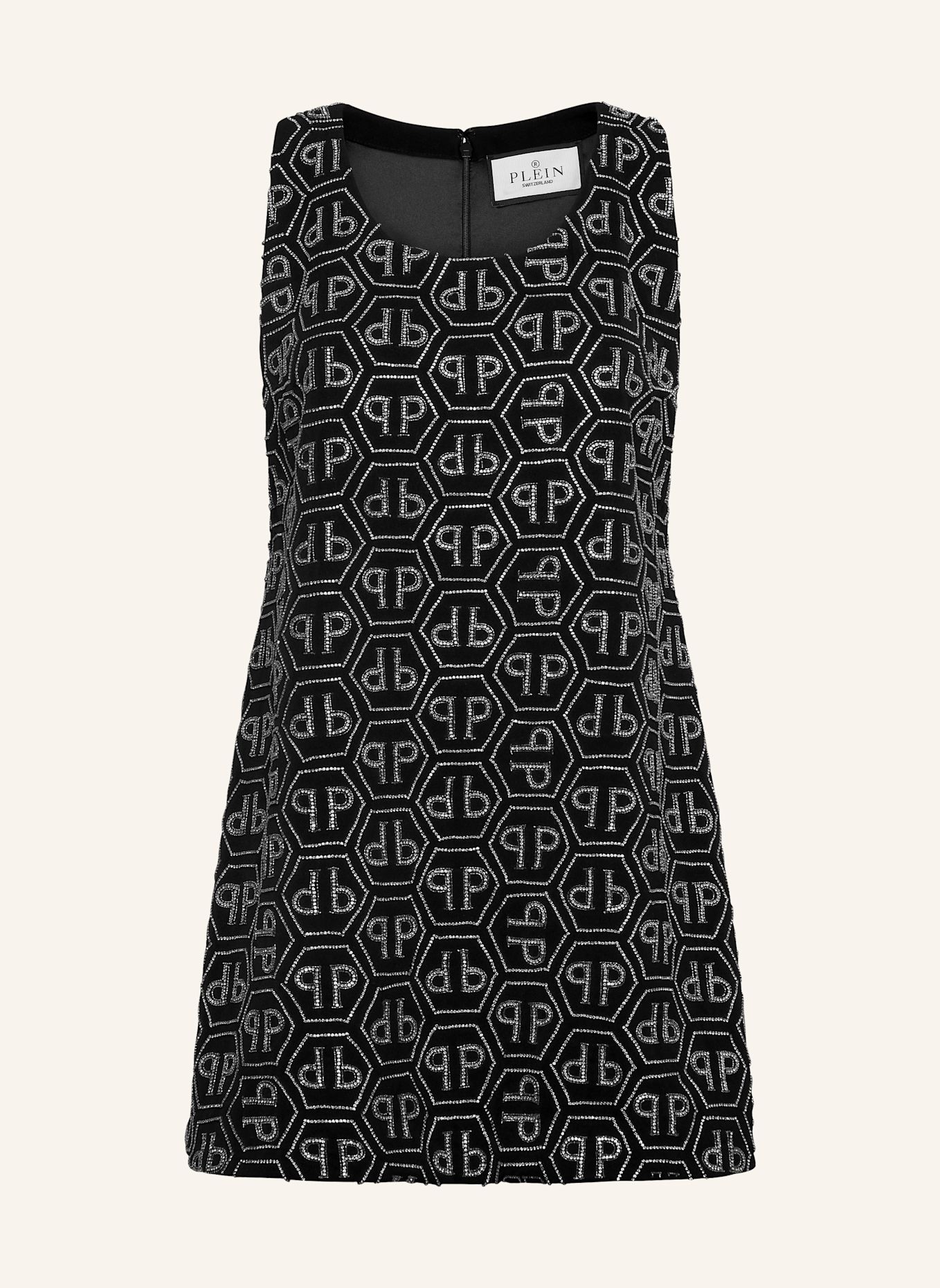 PHILIPP PLEIN Langes Kleid MONOGRAM: SCHWARZ