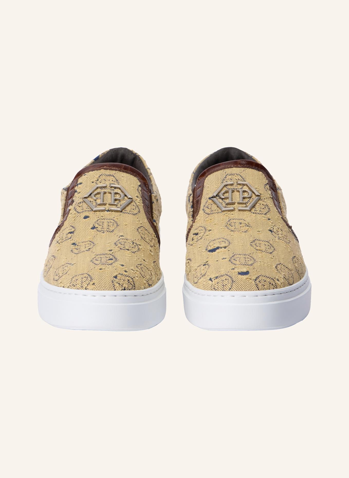 PHILIPP PLEIN Slip On Plattform MONOGRAM: BRAUN