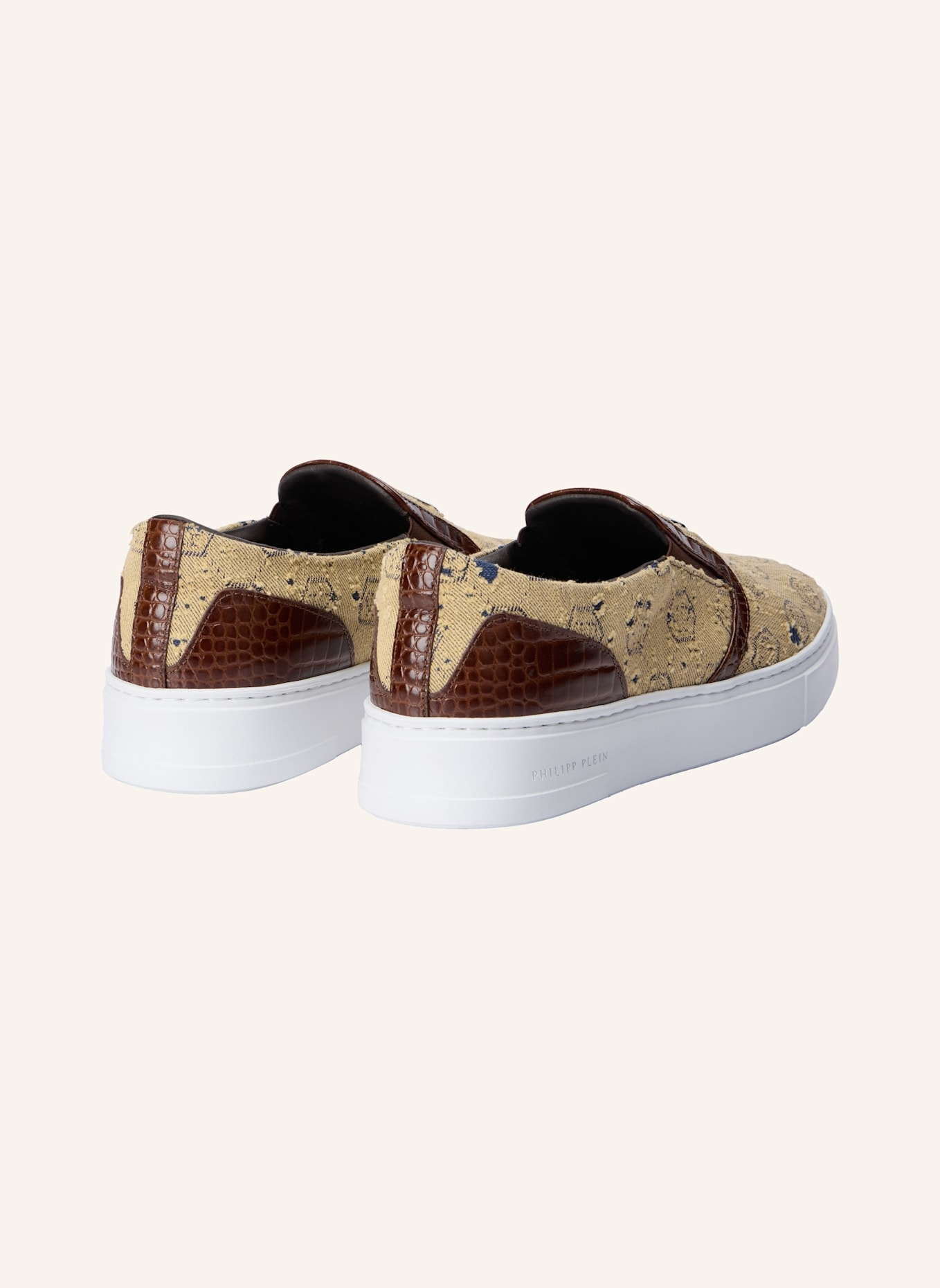 PHILIPP PLEIN Slip On Plattform MONOGRAM: BRAUN