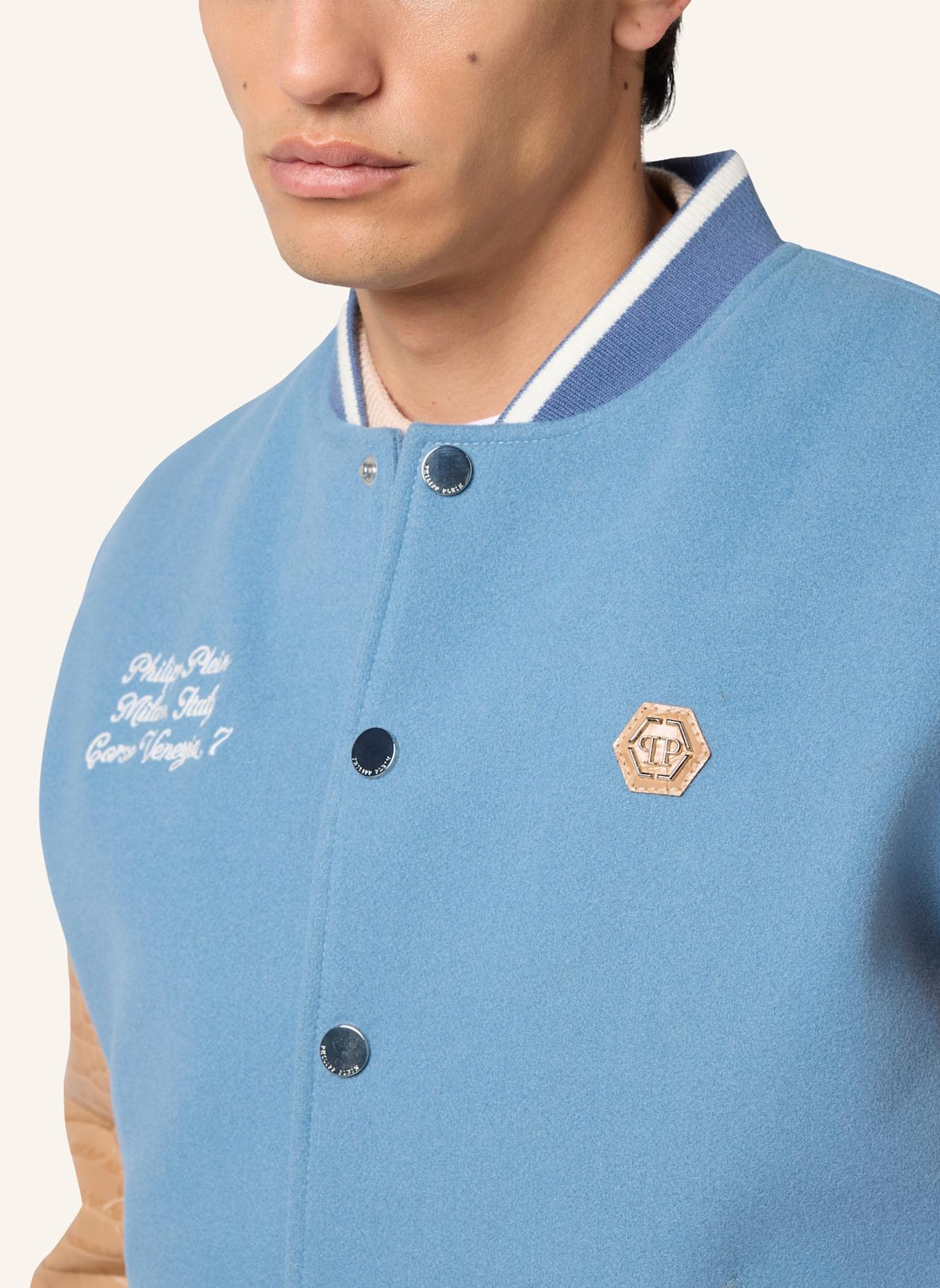 PHILIPP PLEIN PHILIPP PLEIN Varsity Bomber Cocco Sleeves Milan: HELLBLAU