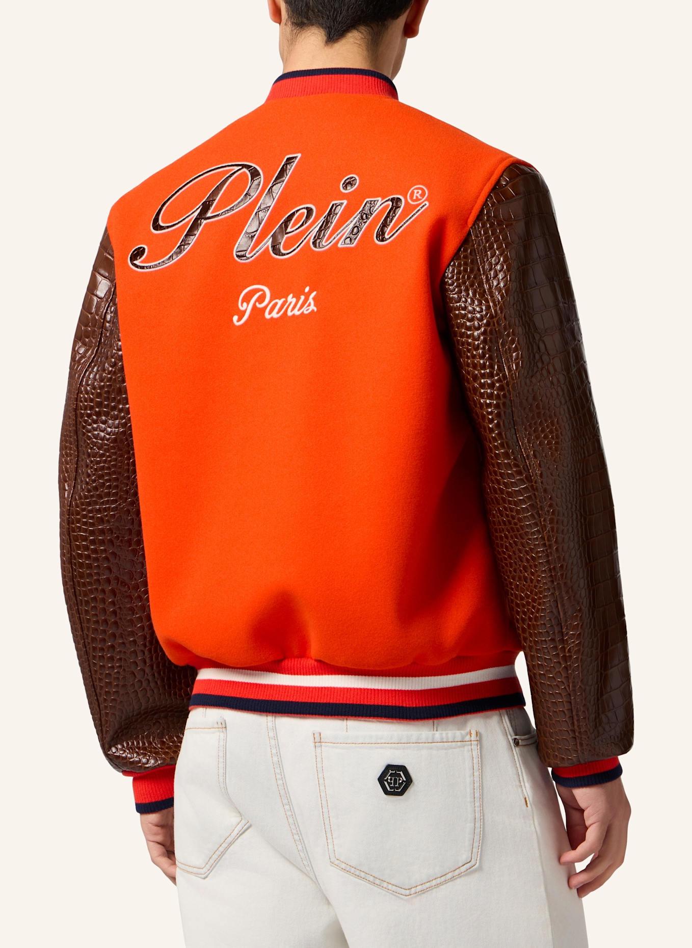 PHILIPP PLEIN PHILIPP PLEIN Varsity Bomber Cocco Sleeves Paris: ORANGE