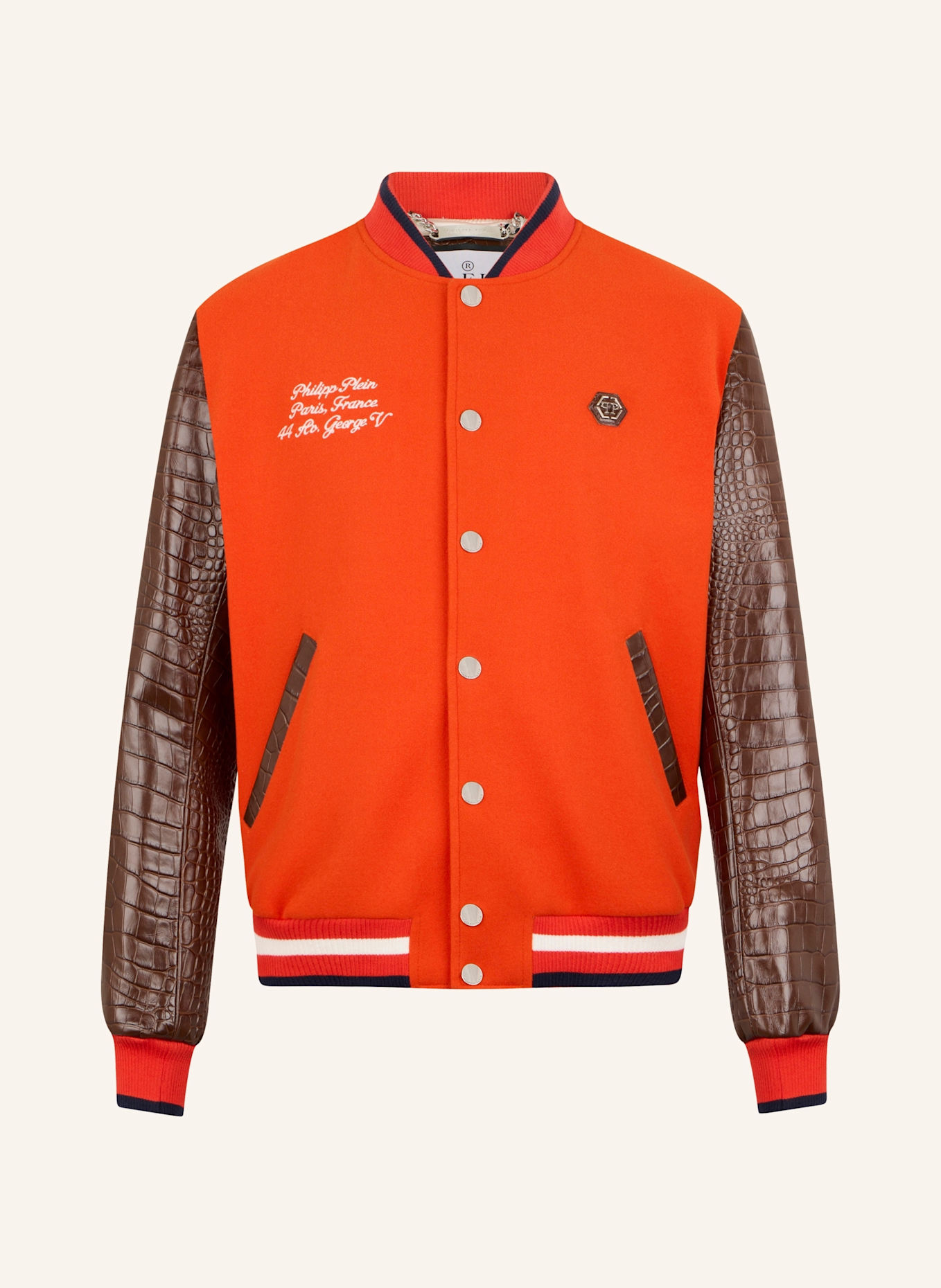 PHILIPP PLEIN PHILIPP PLEIN Varsity Bomber Cocco Sleeves Paris: ORANGE
