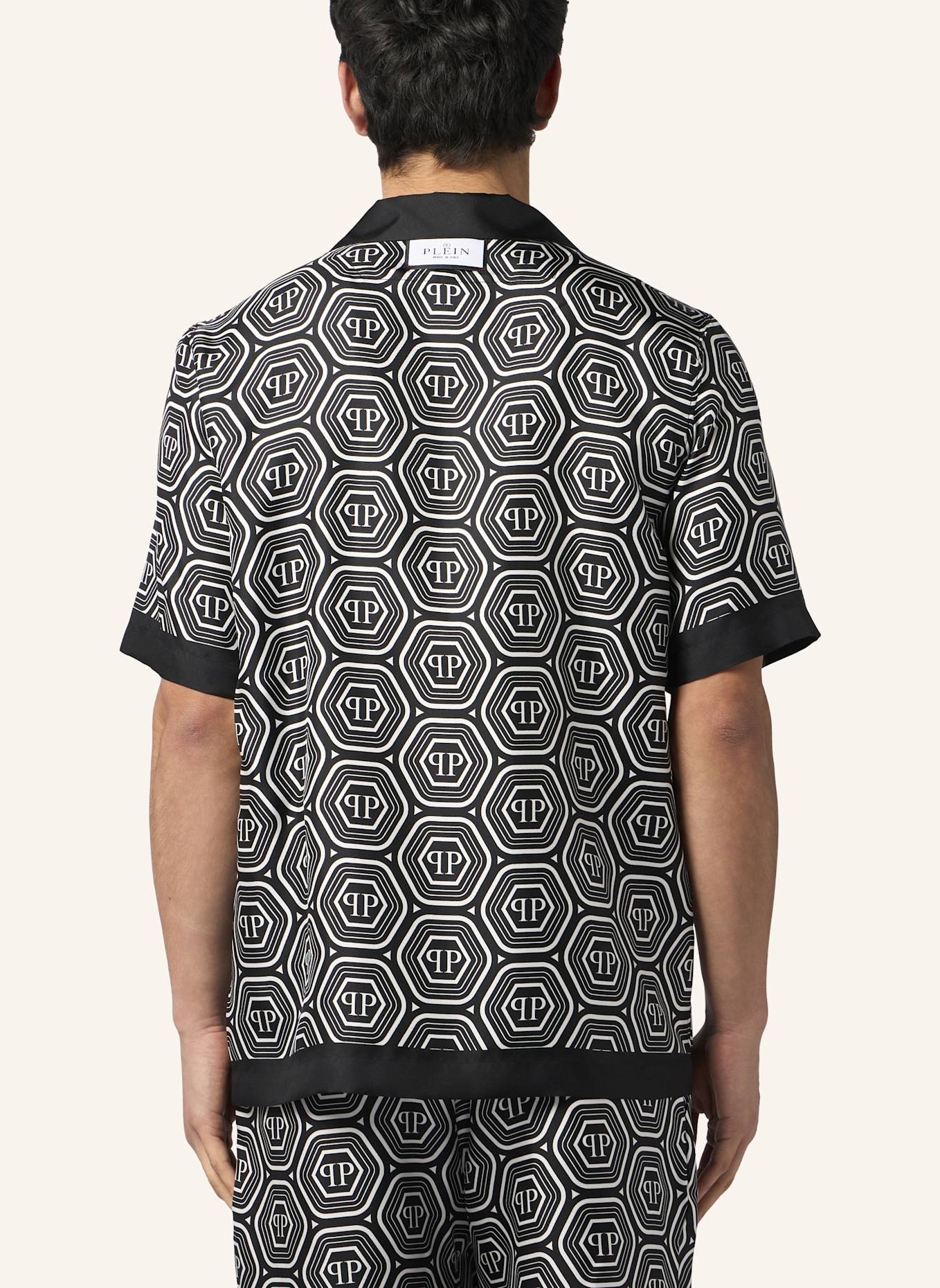 PHILIPP PLEIN PHILIPP PLEIN Silk Bowling Shirt Monogram 70's: SCHWARZ