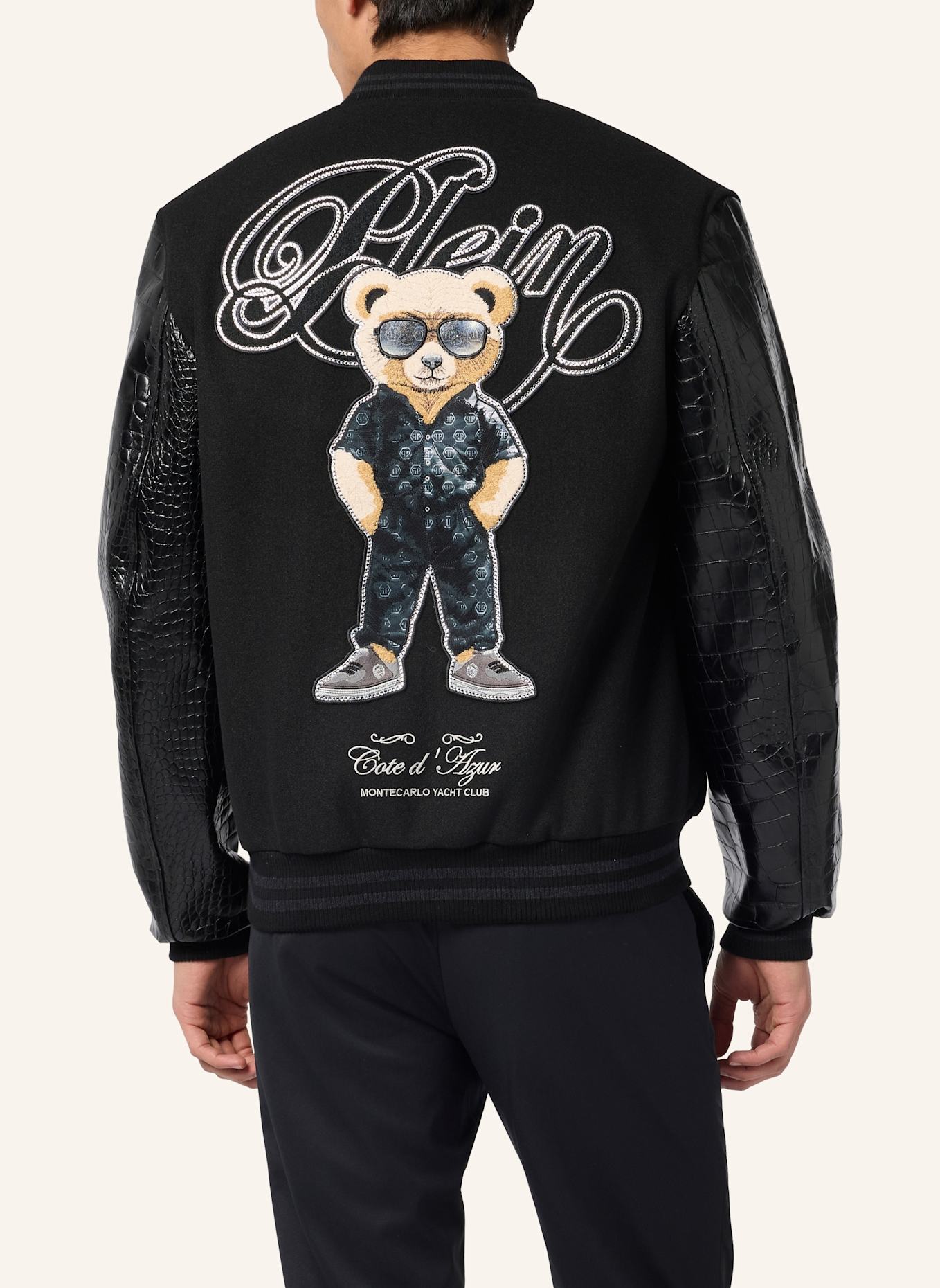 PHILIPP PLEIN PHILIPP PLEIN Varsity Bomber Jacket Teddy Racer: SCHWARZ