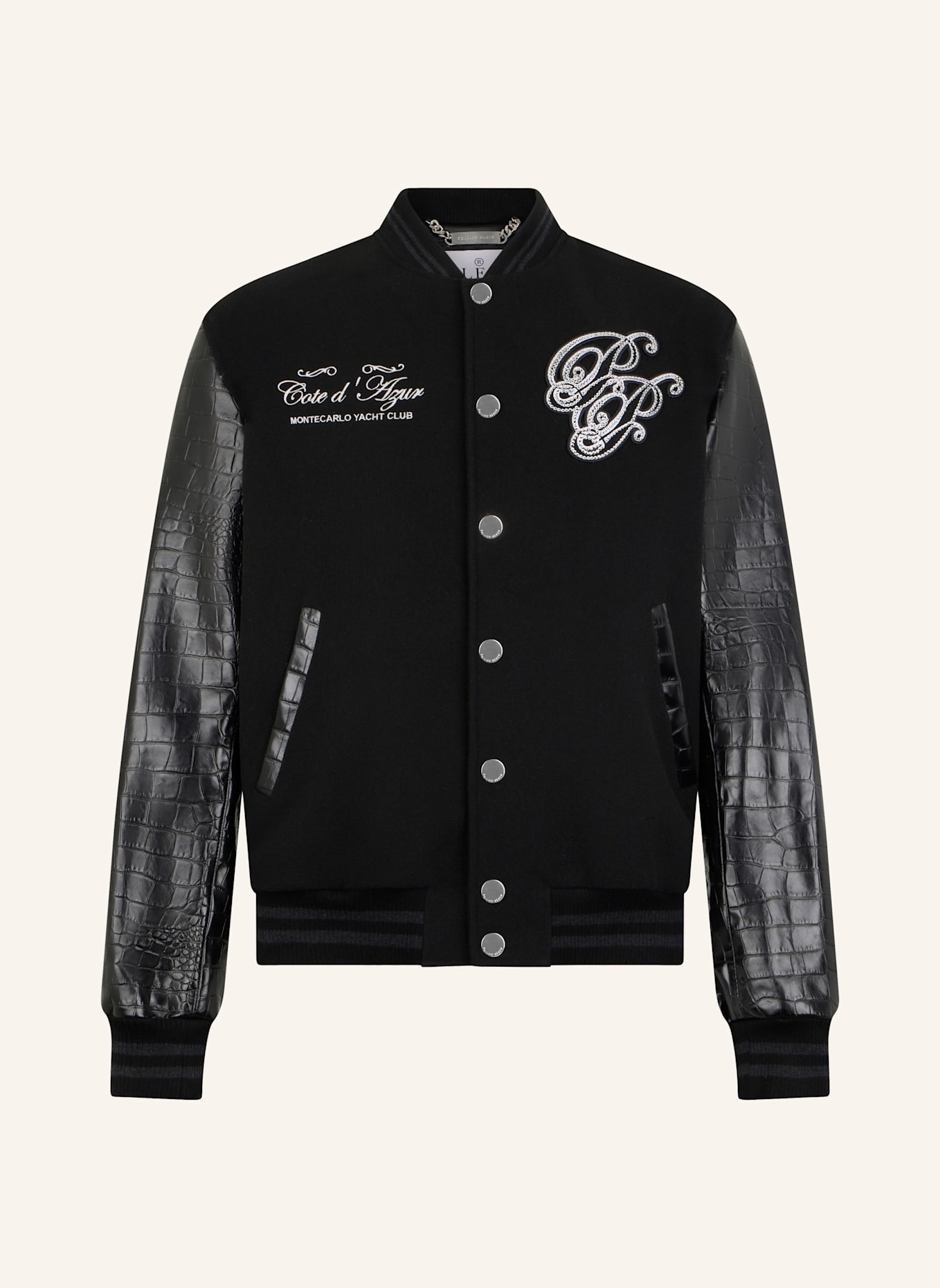 PHILIPP PLEIN PHILIPP PLEIN Varsity Bomber Jacket Teddy Racer: SCHWARZ