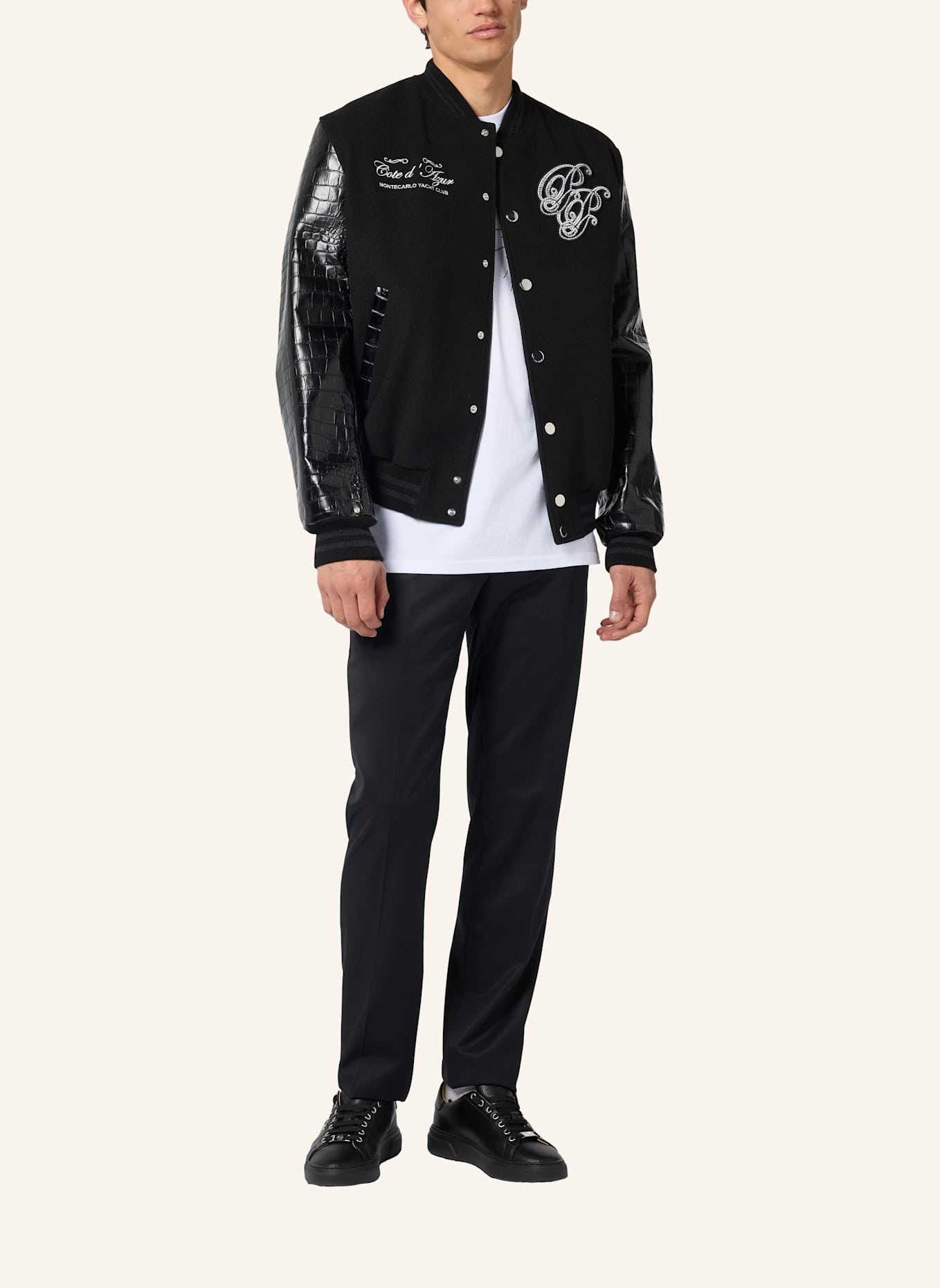 PHILIPP PLEIN PHILIPP PLEIN Varsity Bomber Jacket Teddy Racer: SCHWARZ
