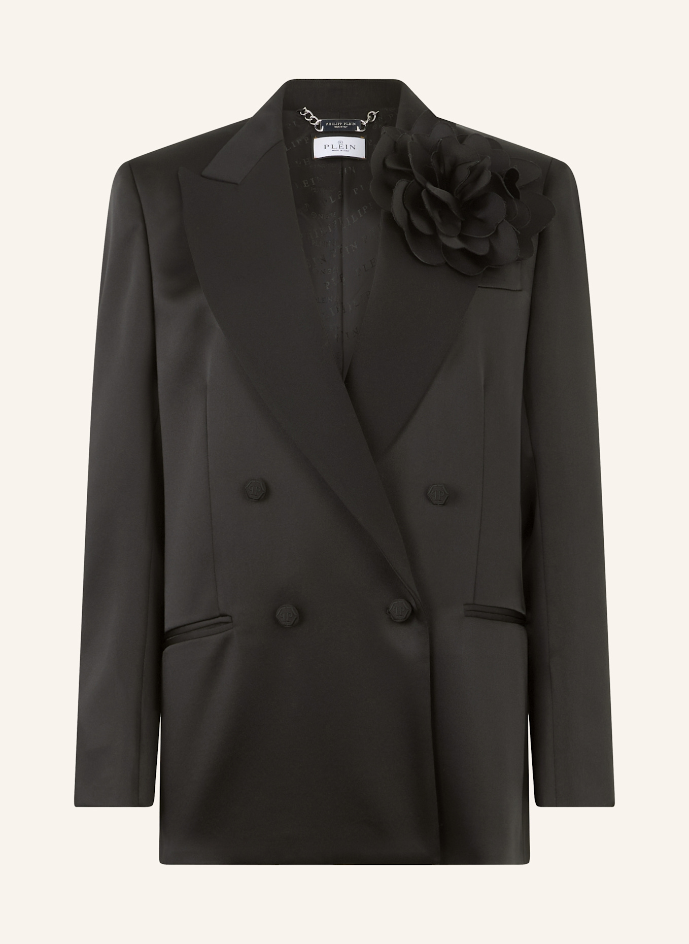 PHILIPP PLEIN PHILIPP PLEIN Double-Breasted Satin Blazer Roses: SCHWARZ