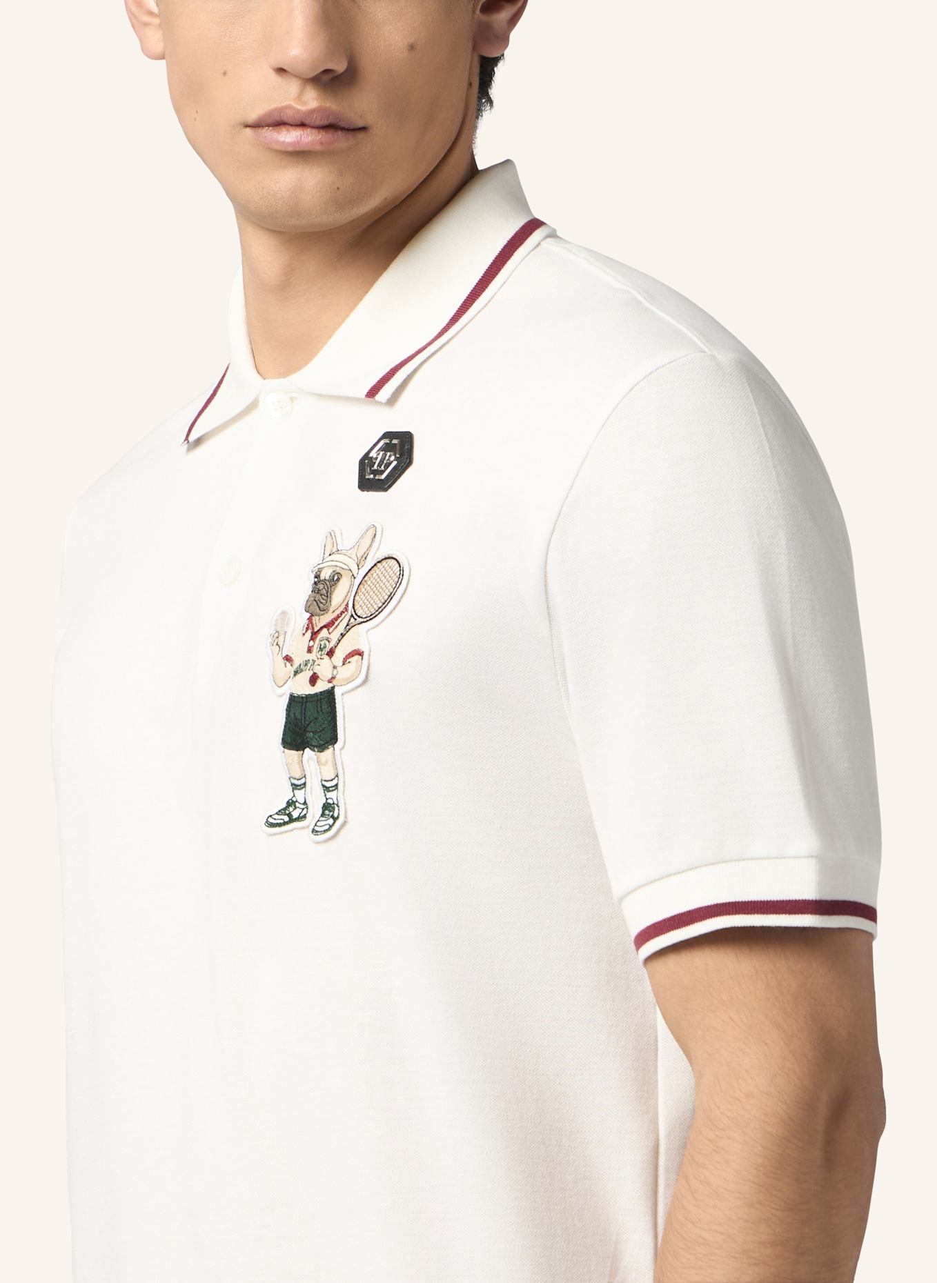 PHILIPP PLEIN PHILIPP PLEIN Polo T-Shirt New York Tennis Patch: SCHWARZ