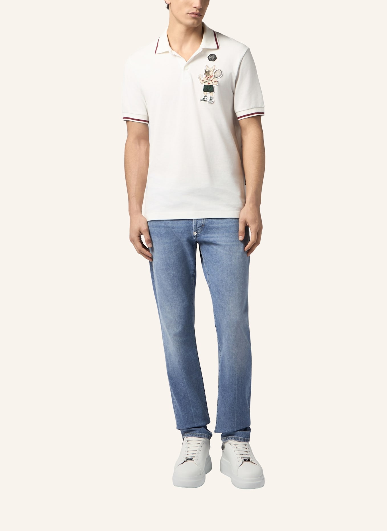 PHILIPP PLEIN PHILIPP PLEIN Polo T-Shirt New York Tennis Patch: SCHWARZ