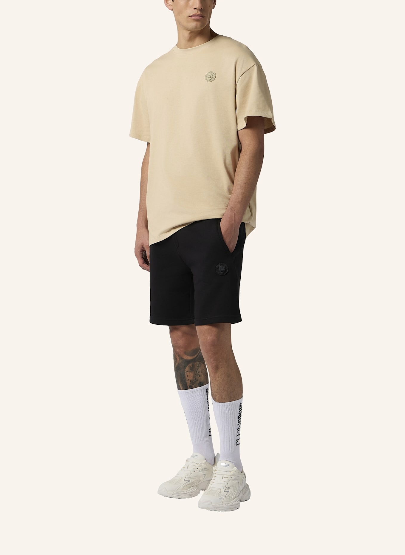 PLEIN SPORT PLEIN SPORT Round Neck T-Shirt 3D Tiger: BEIGE