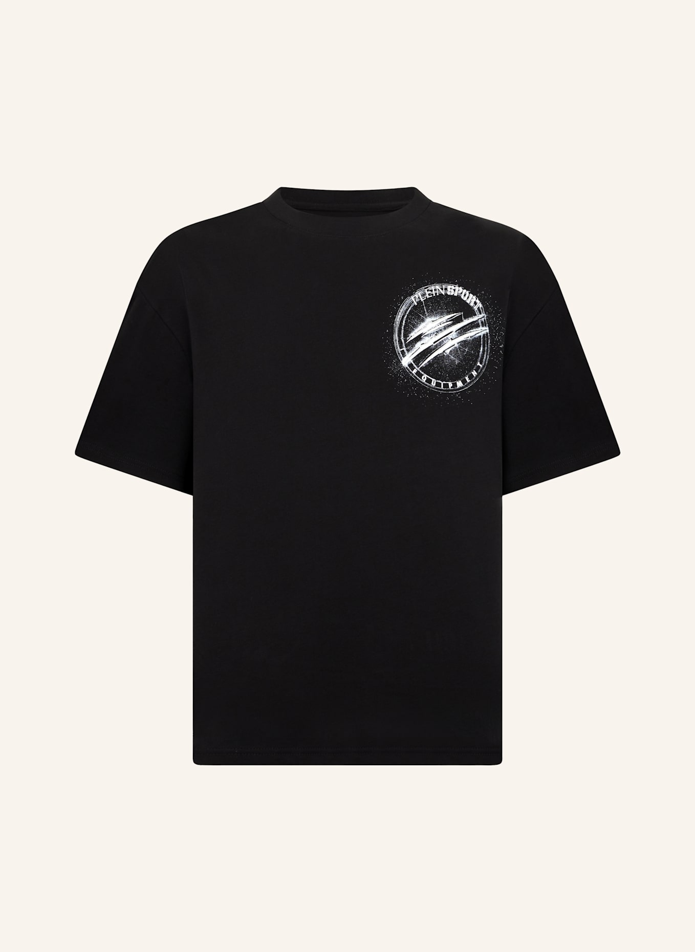 PLEIN SPORT PLEIN SPORT Round Neck T-Shirt Chrome Scratch Edition: SCHWARZ/ SILBER