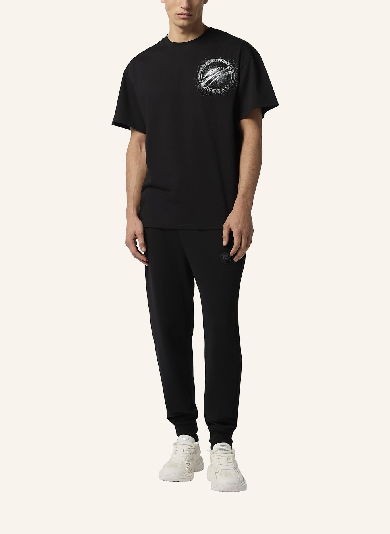 PLEIN SPORT PLEIN SPORT Round Neck T-Shirt Chrome Scratch Edition: SCHWARZ/ SILBER