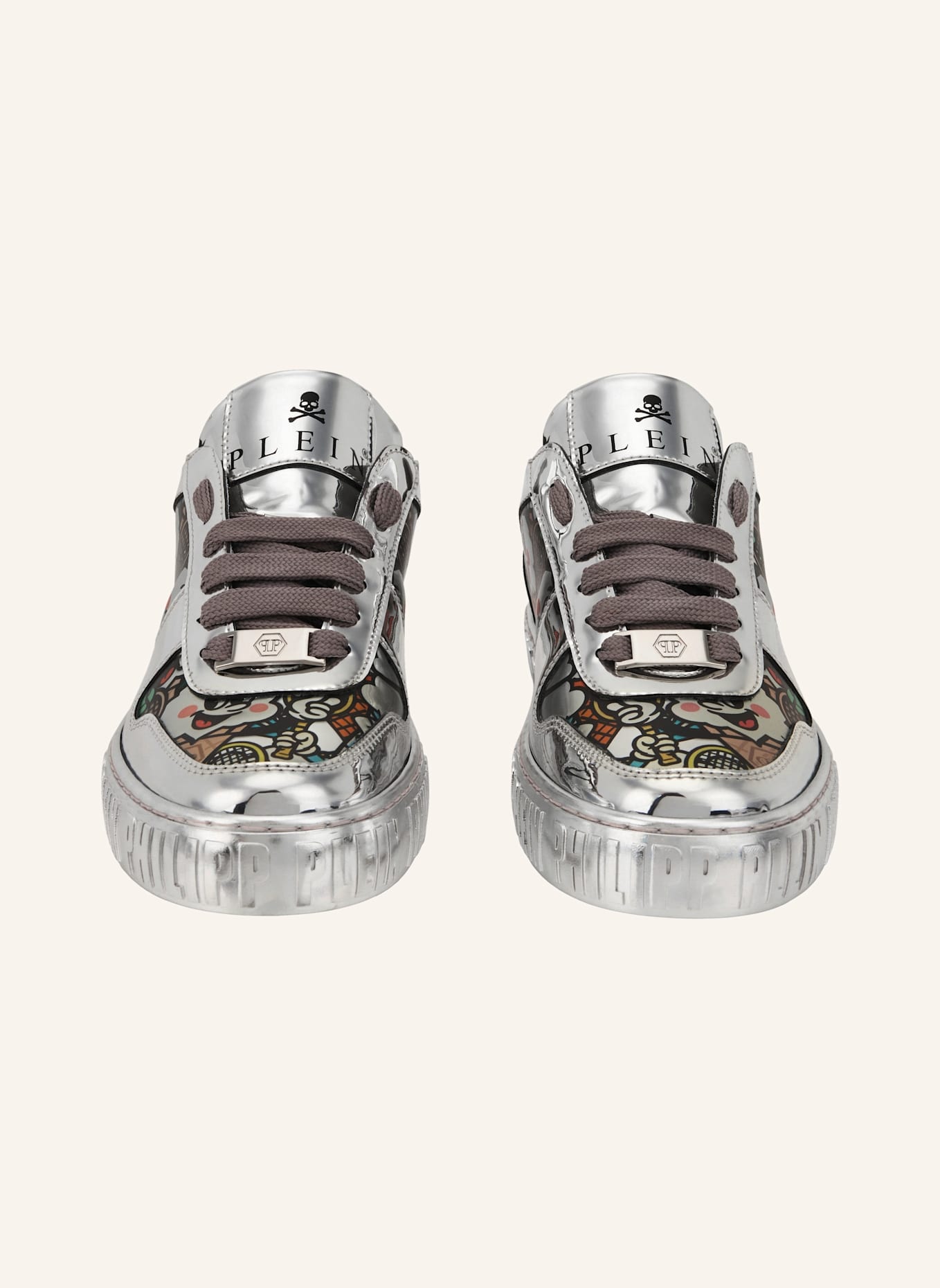 PHILIPP PLEIN PHILIPP PLEIN Mirror Leather Sneakers 3D Ice Cream: SILBER