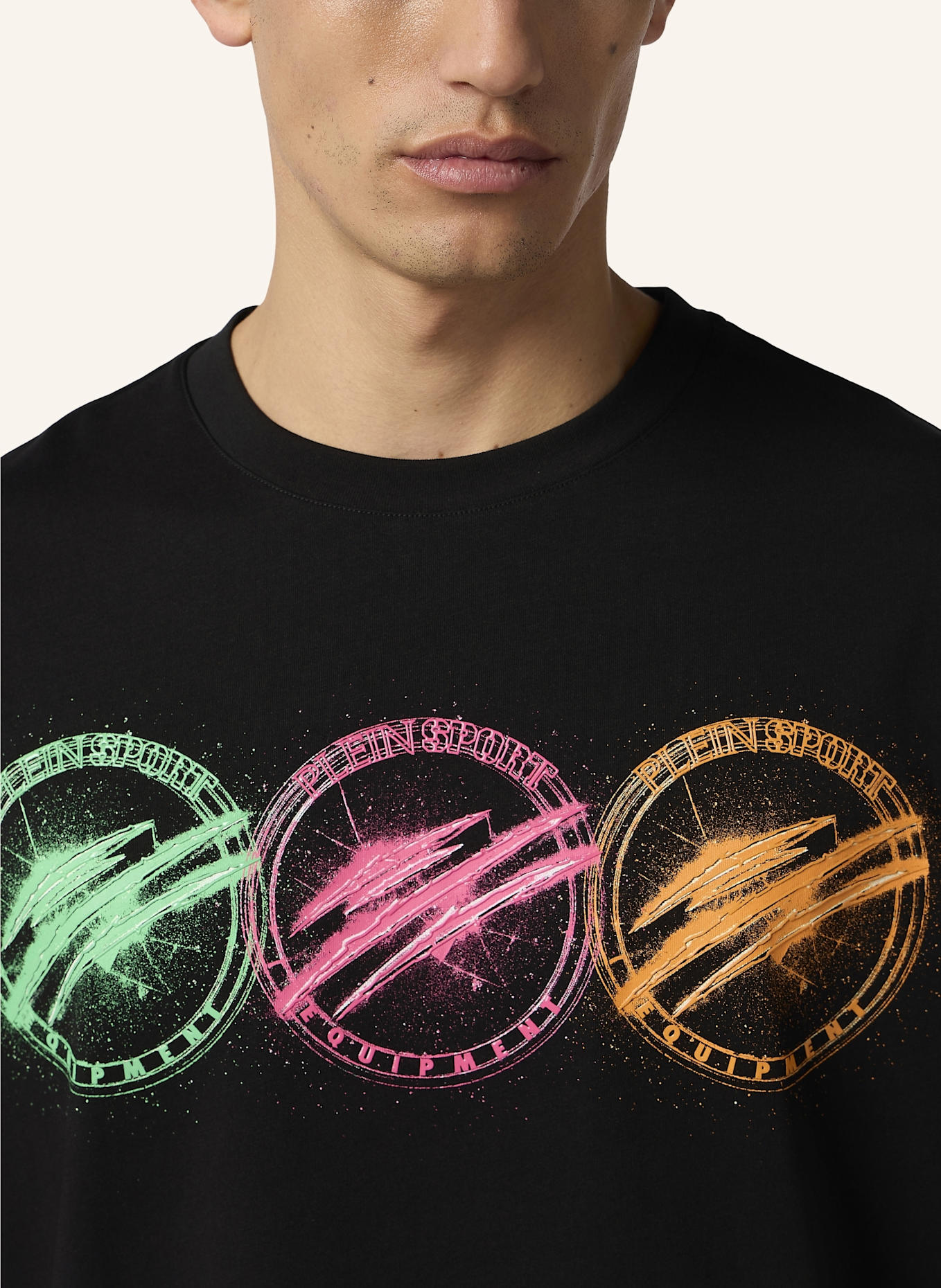PLEIN SPORT Kurzarm-Rundhals-T-Shirt SCRATCH: SCHWARZ