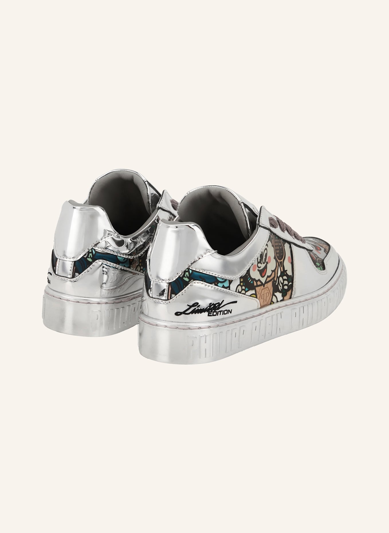 PHILIPP PLEIN PHILIPP PLEIN Mirror Leather Sneakers 3D Ice Cream: SILBER