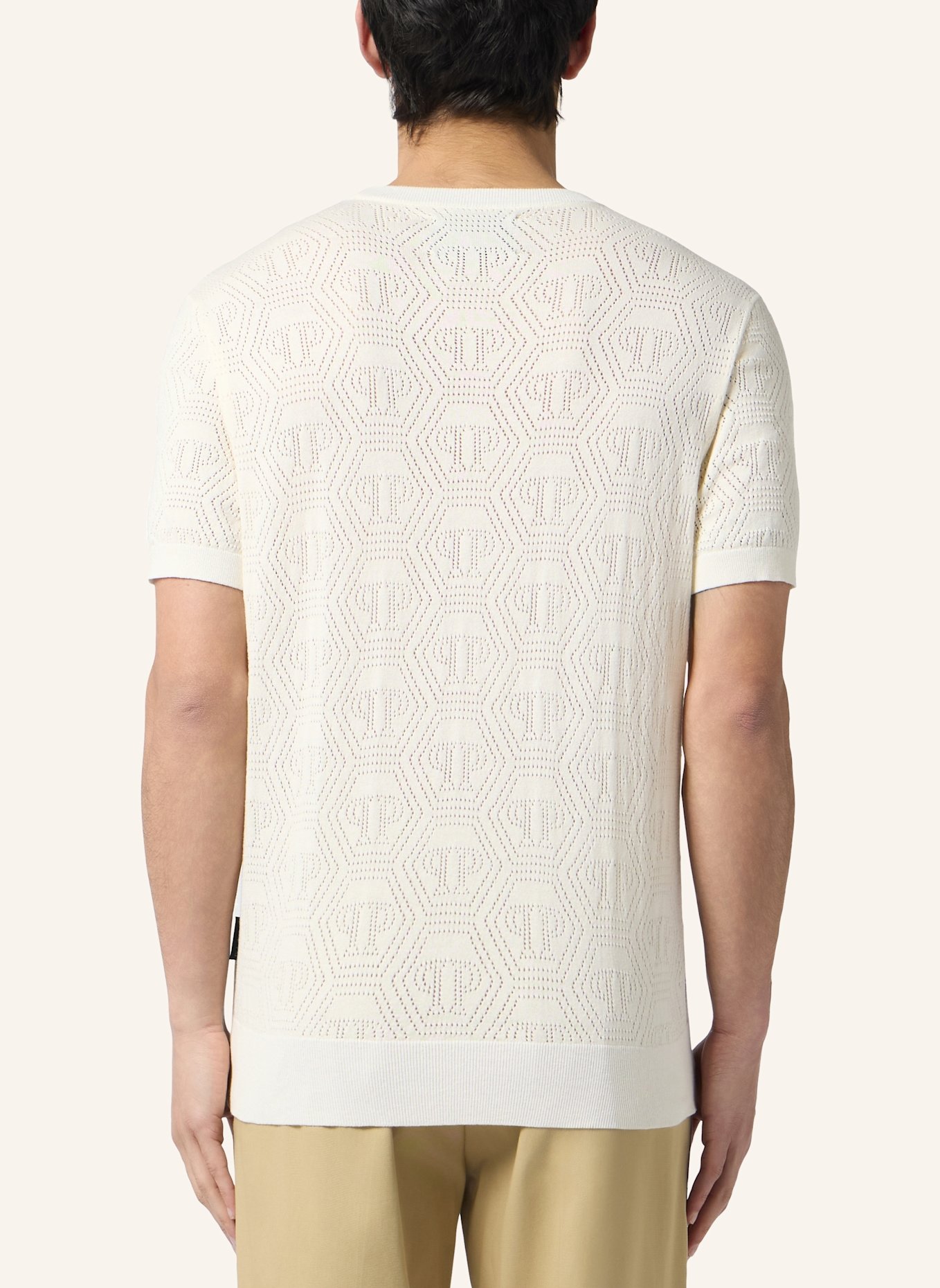 PHILIPP PLEIN PHILIPP PLEIN Round Neck T-Shirt Openwork Monogram: SCHWARZ