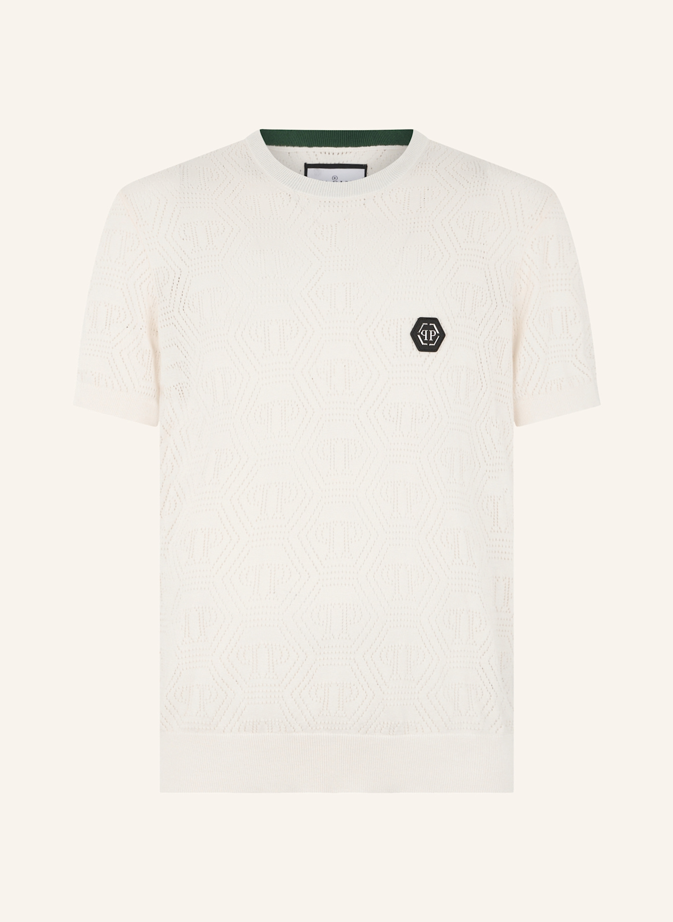 PHILIPP PLEIN PHILIPP PLEIN Round Neck T-Shirt Openwork Monogram: SCHWARZ