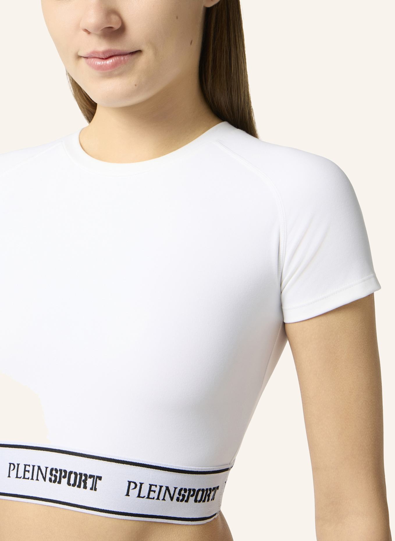 PLEIN SPORT PLEIN SPORT Fleece Cropped T-Shirt: WEISS