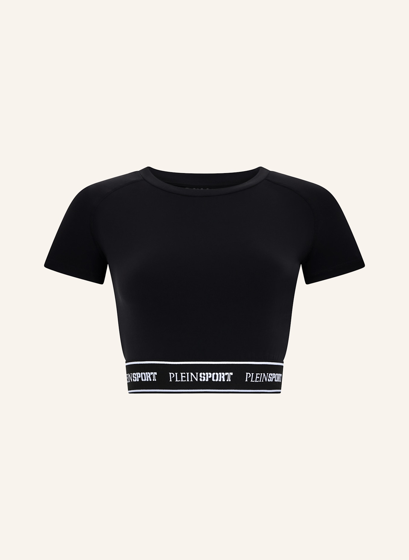 PLEIN SPORT PLEIN SPORT Fleece Cropped T-Shirt: SCHWARZ
