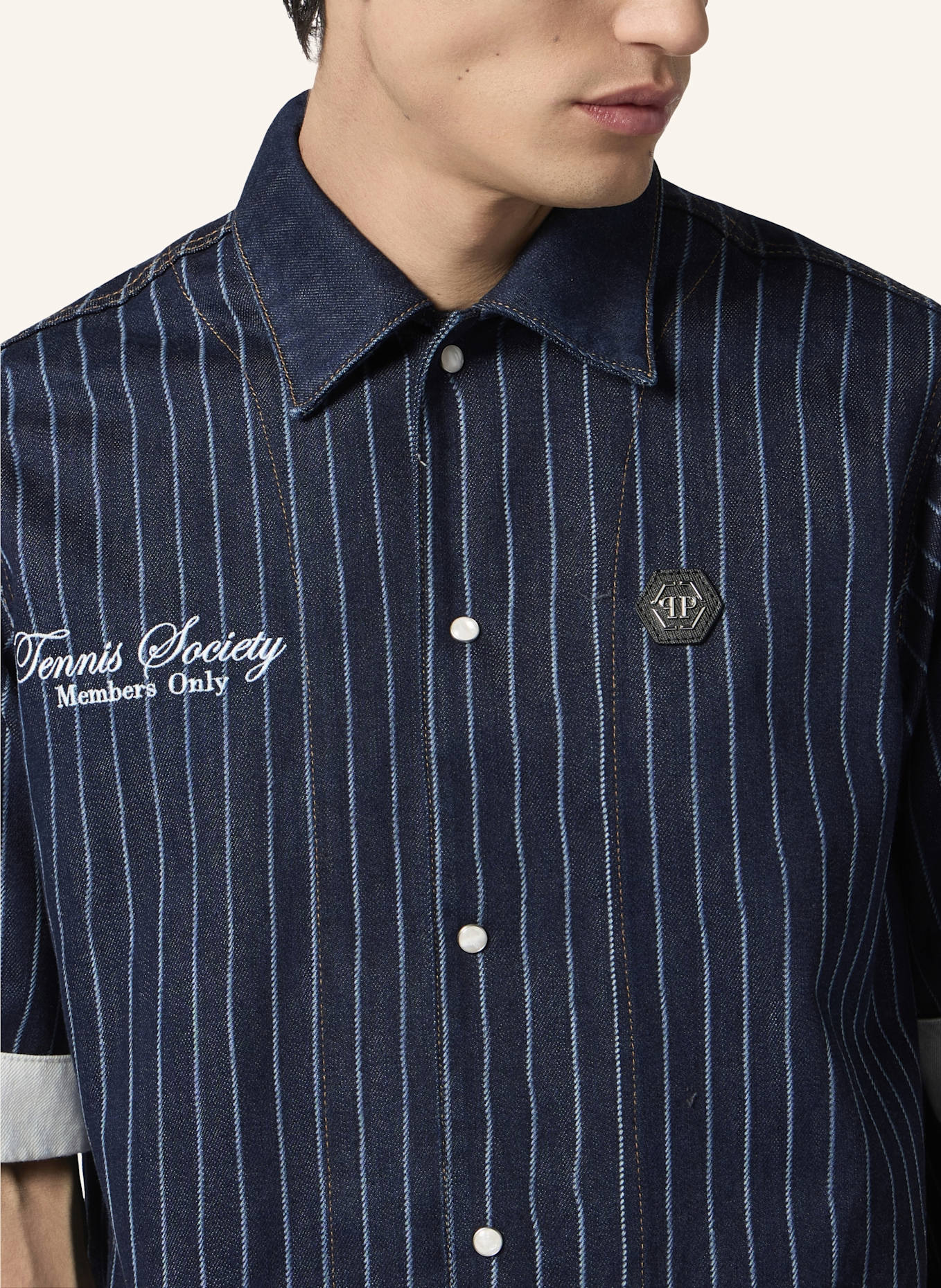 PHILIPP PLEIN PHILIPP PLEIN Shortsleeve Denim Overshirt Tennis: DUNKELBLAU