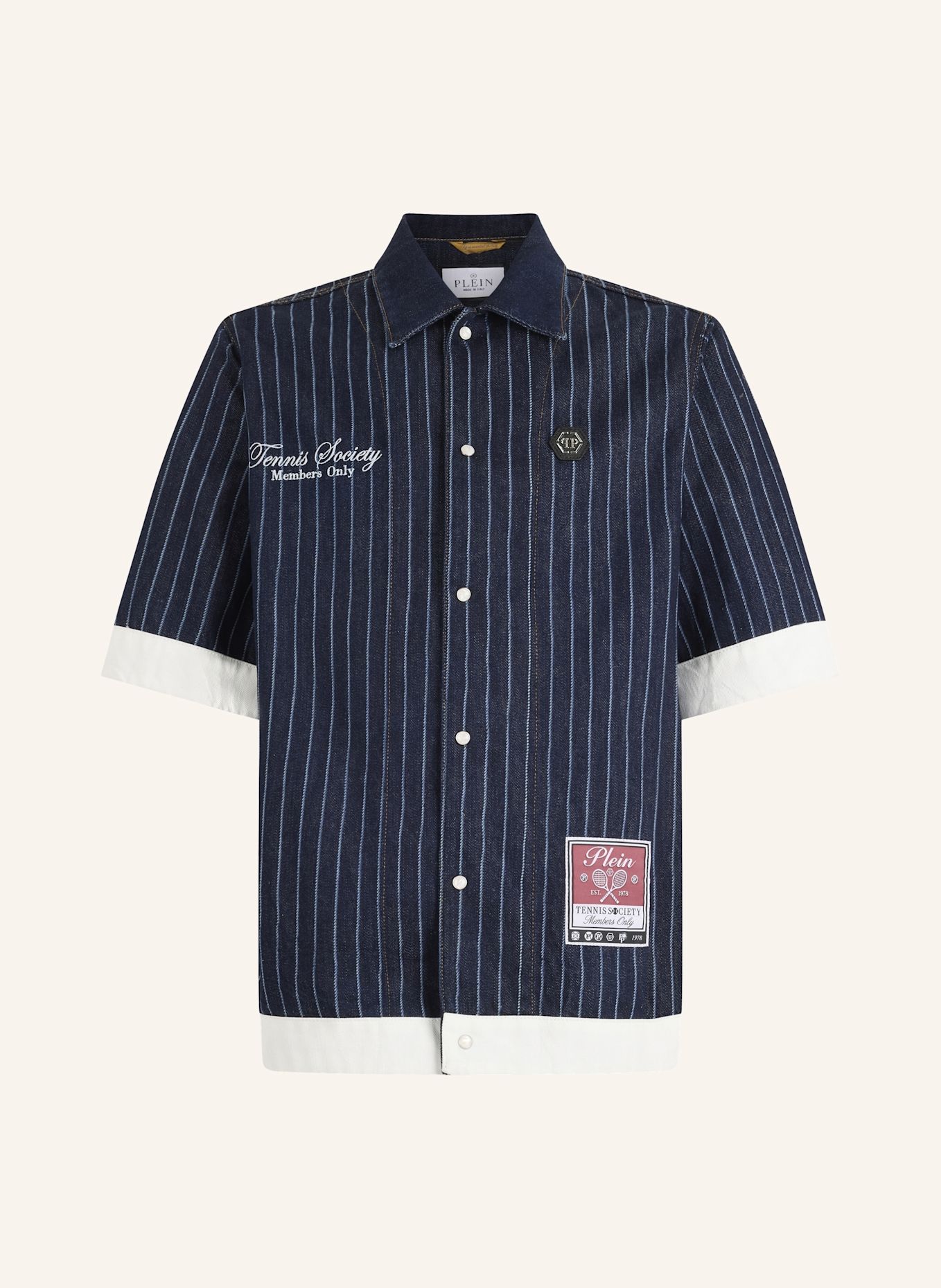 PHILIPP PLEIN PHILIPP PLEIN Shortsleeve Denim Overshirt Tennis: DUNKELBLAU