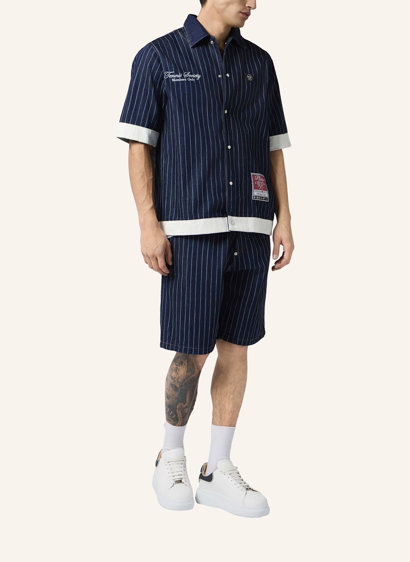 PHILIPP PLEIN PHILIPP PLEIN Shortsleeve Denim Overshirt Tennis: DUNKELBLAU