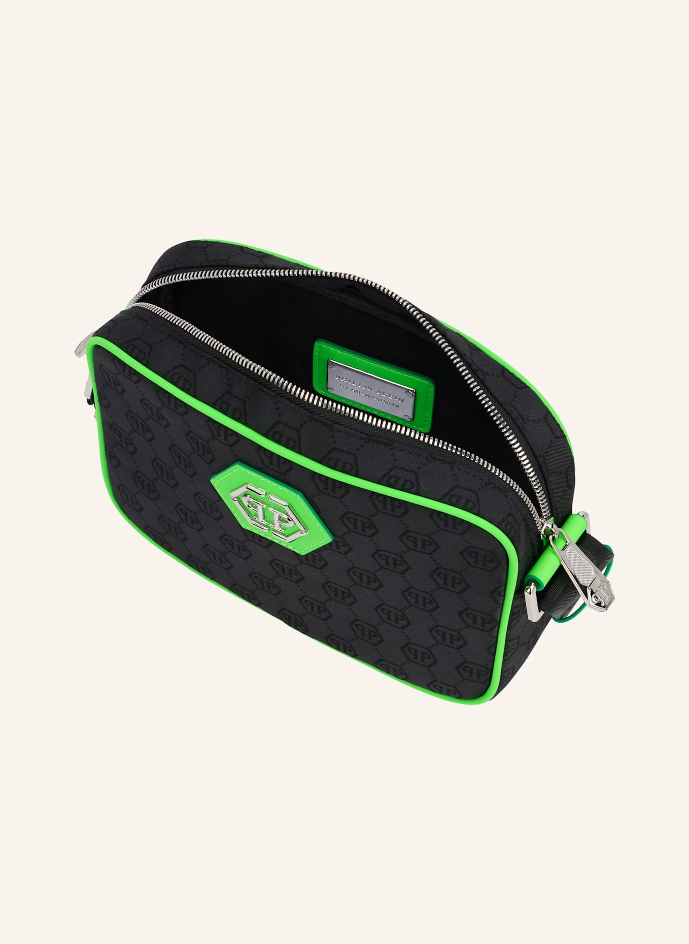 PHILIPP PLEIN Schultertasche MONOGRAM: SCHWARZ