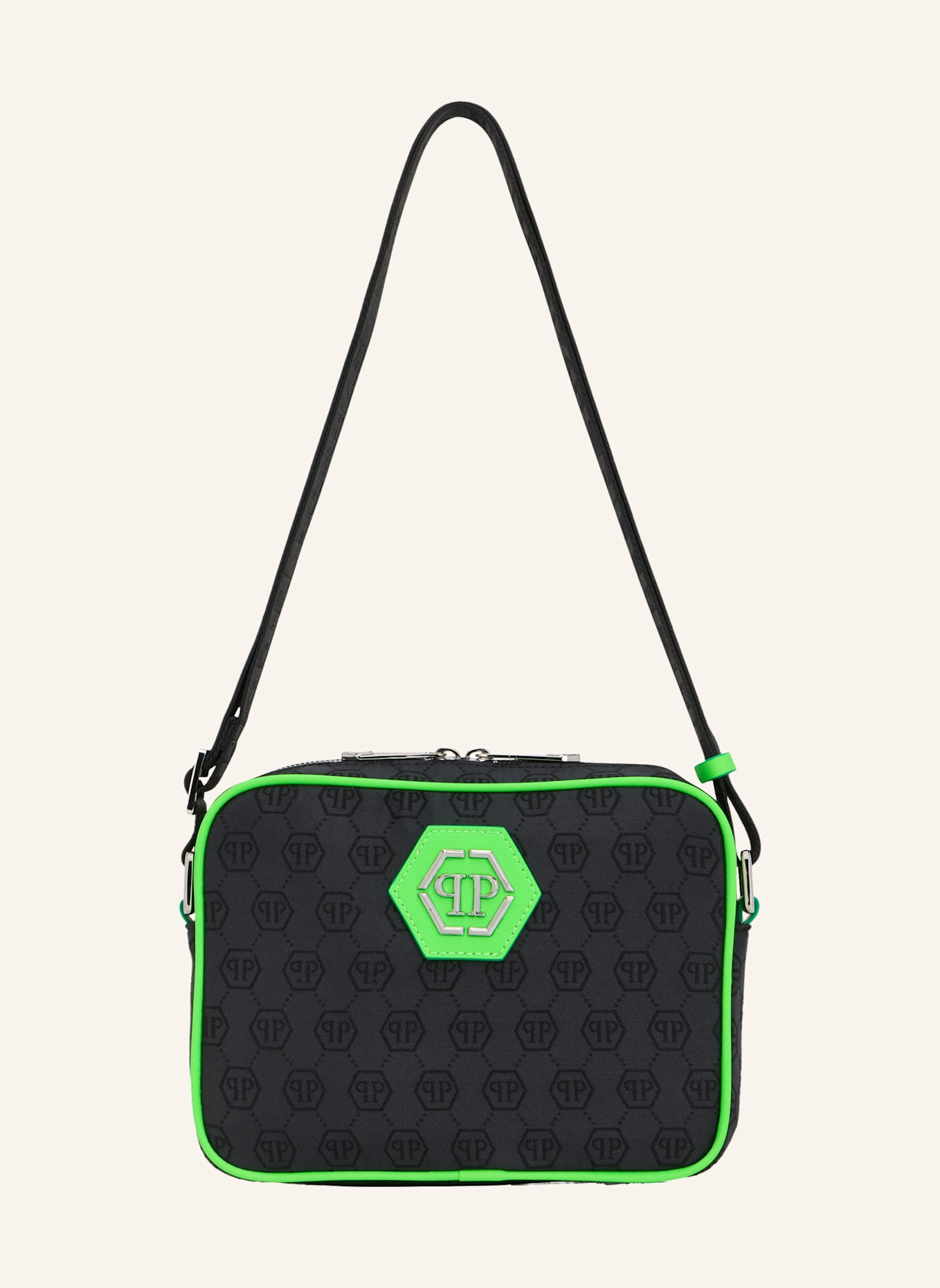 PHILIPP PLEIN Schultertasche MONOGRAM: SCHWARZ