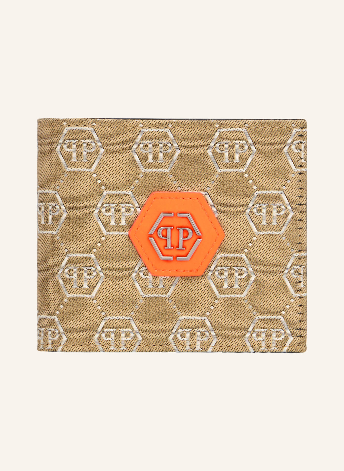 PHILIPP PLEIN Französische Geldbörse MONOGRAM: BEIGE