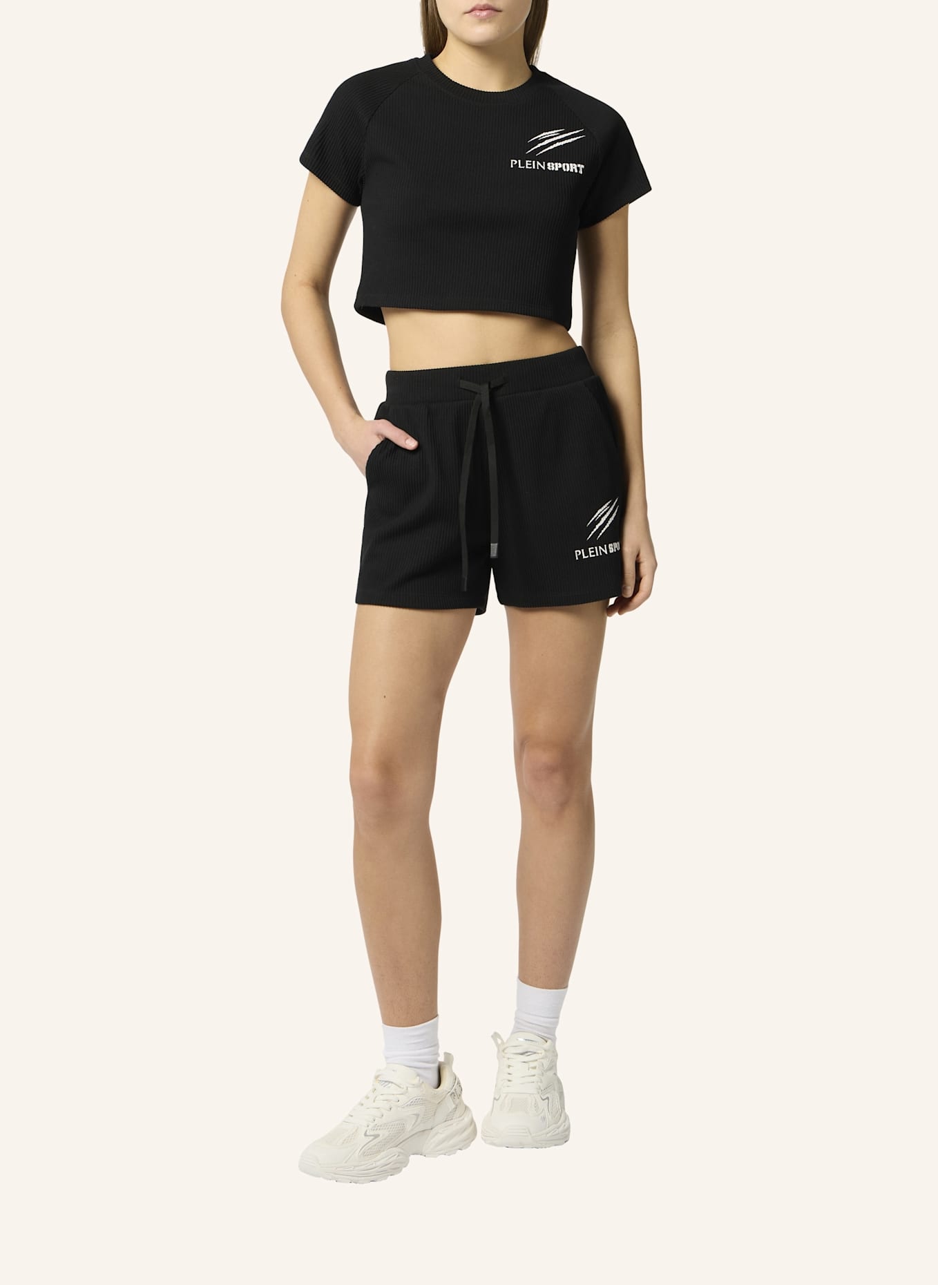 PLEIN SPORT PLEIN SPORT Ribbed Loose Fit Shorts Scratch: SCHWARZ