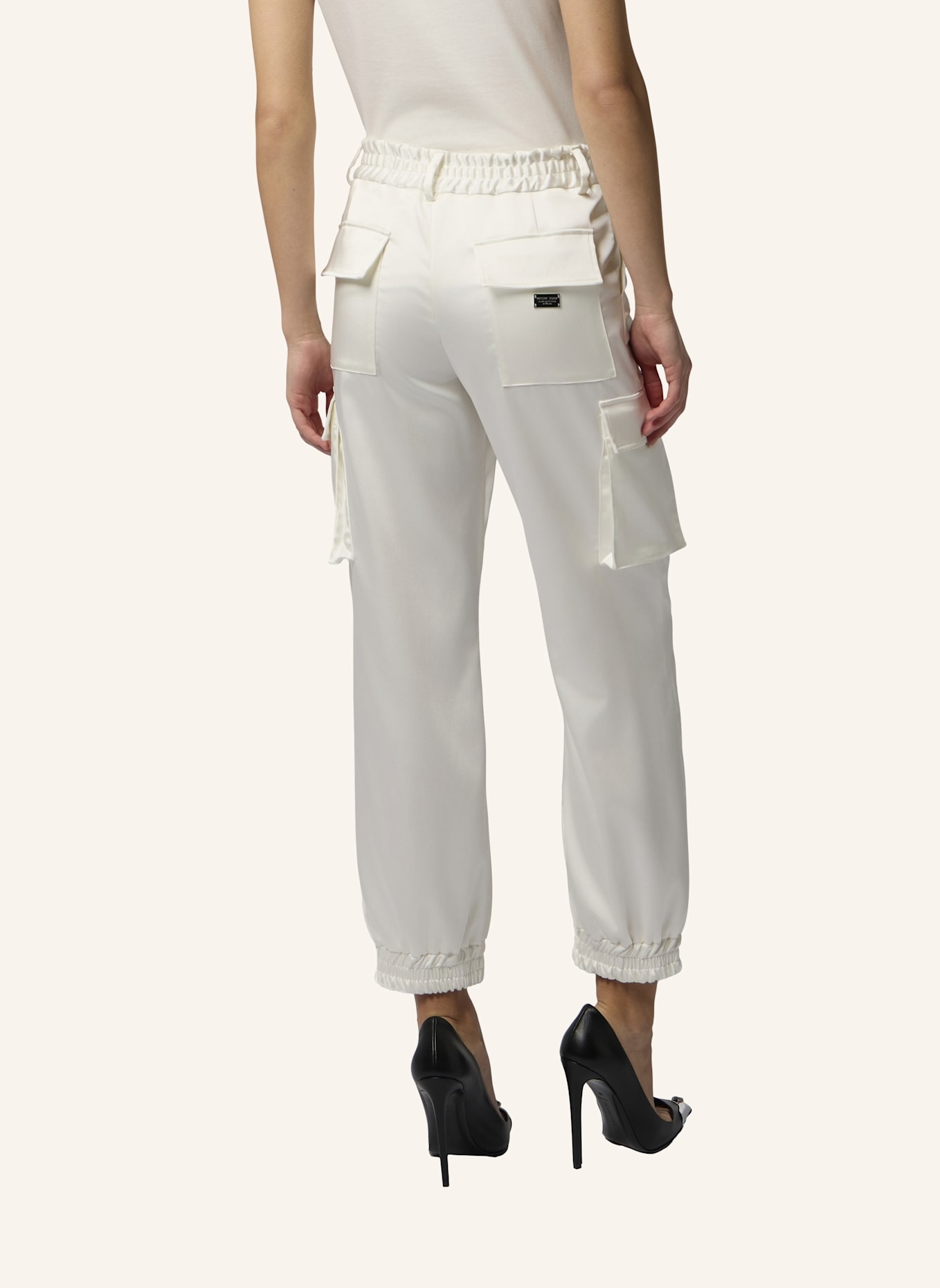 PHILIPP PLEIN PHILIPP PLEIN Satin Cargo Fit Drawstring Trousers: SCHWARZ