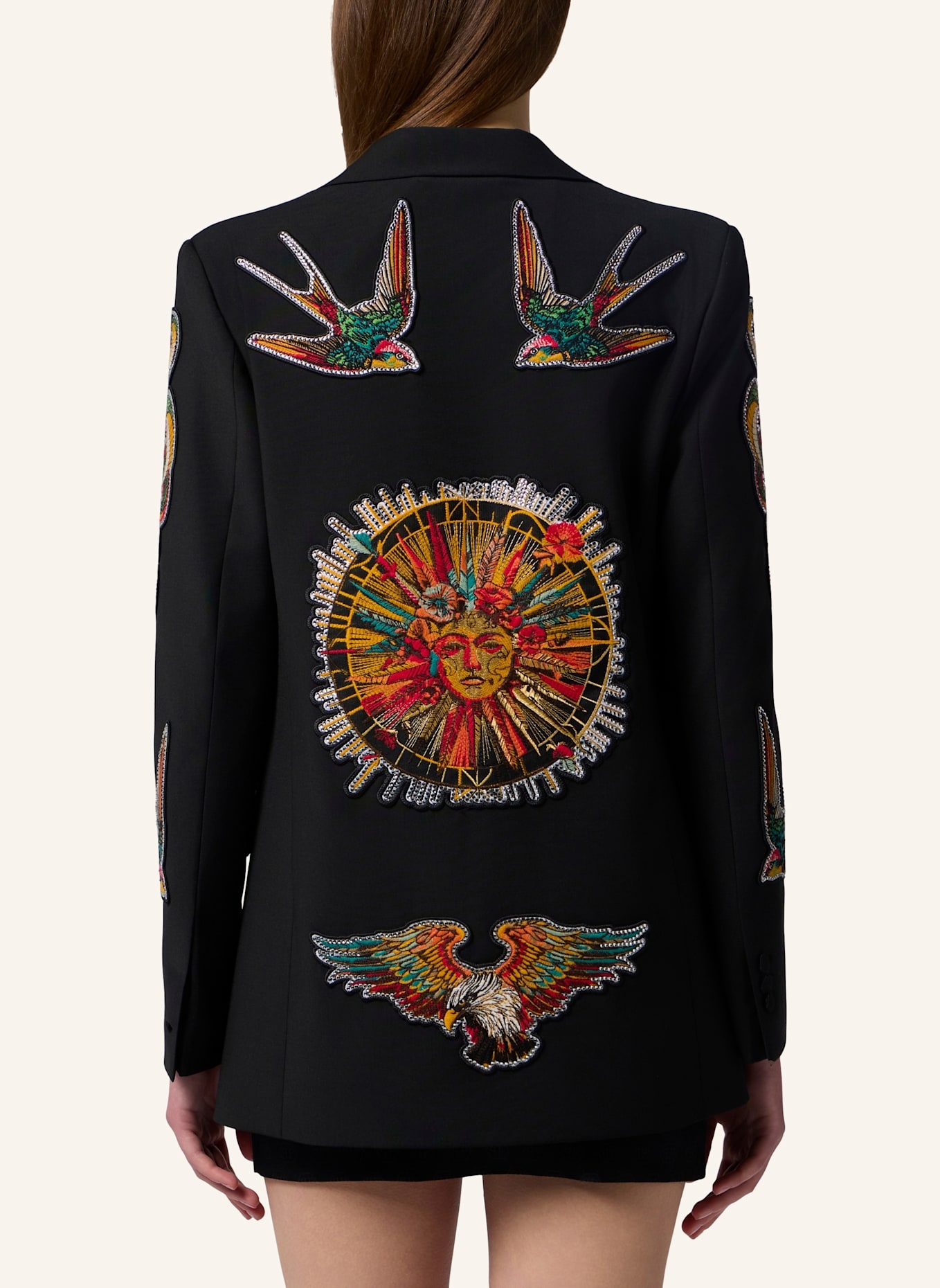 PHILIPP PLEIN PHILIPP PLEIN Boyfriend's Fit Blazer Tattoo Patches: SCHWARZ