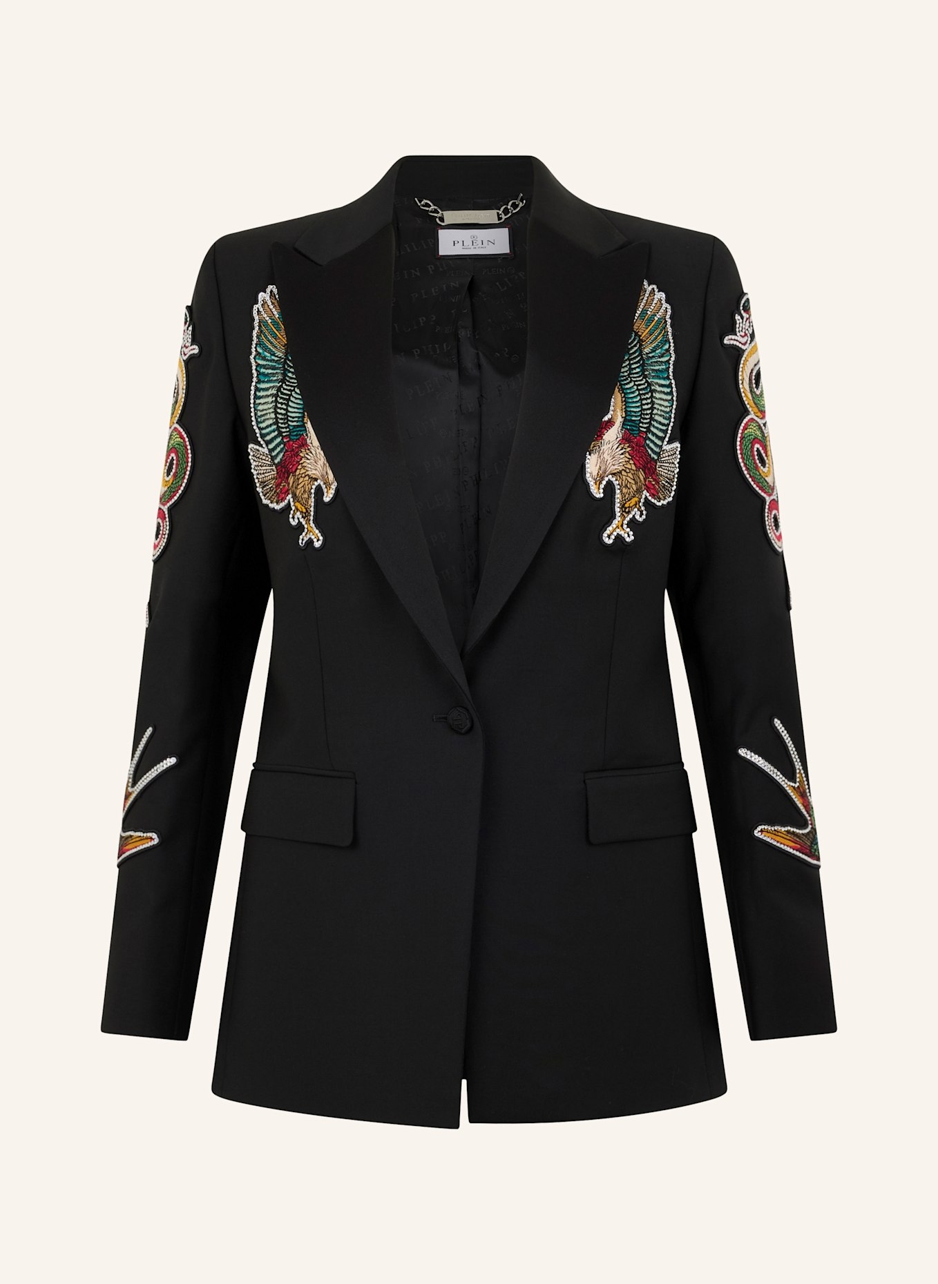 PHILIPP PLEIN PHILIPP PLEIN Boyfriend's Fit Blazer Tattoo Patches: SCHWARZ