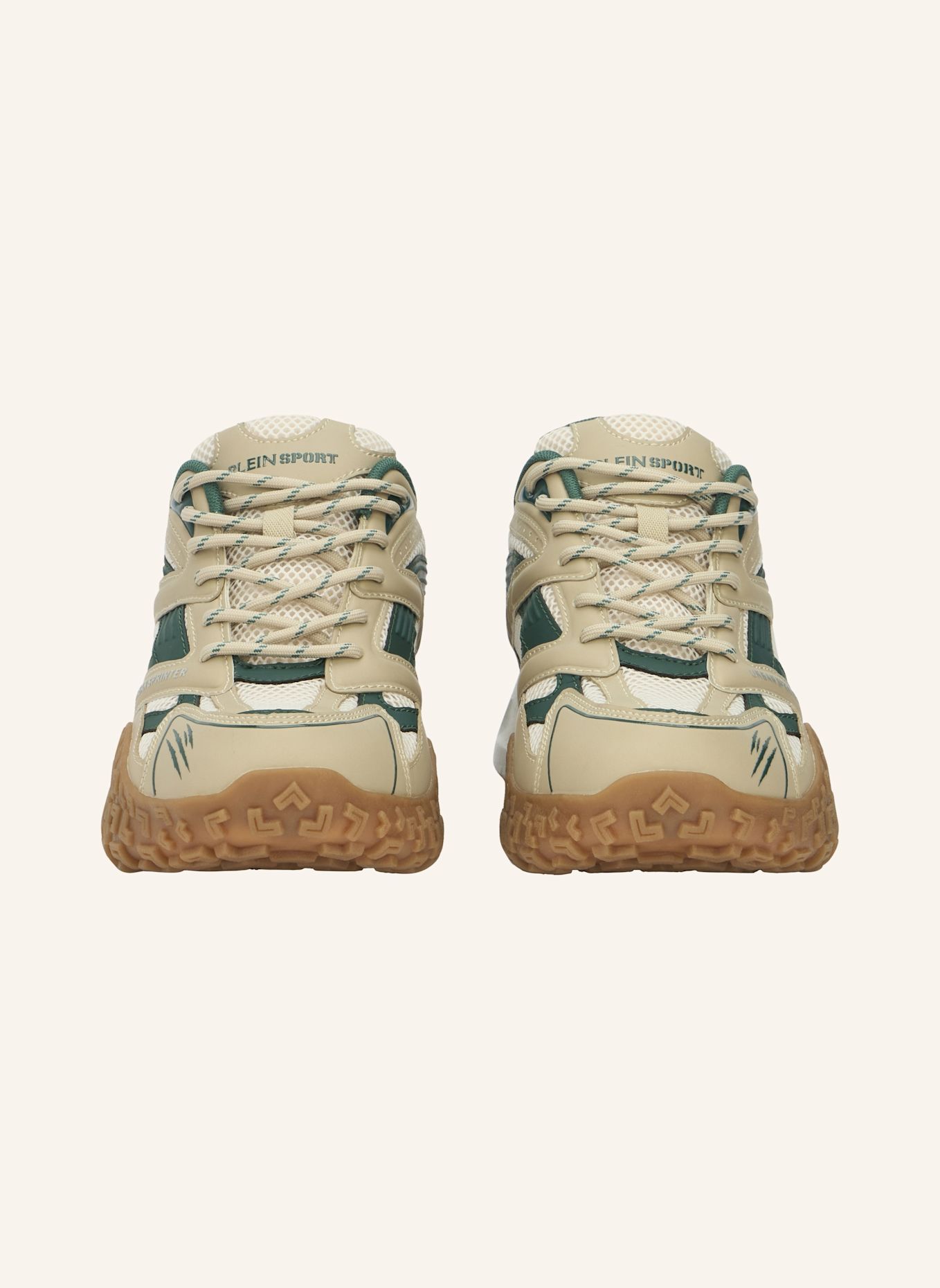 PLEIN SPORT Lo-Top Turnschuhe: BEIGE/ GRÜN