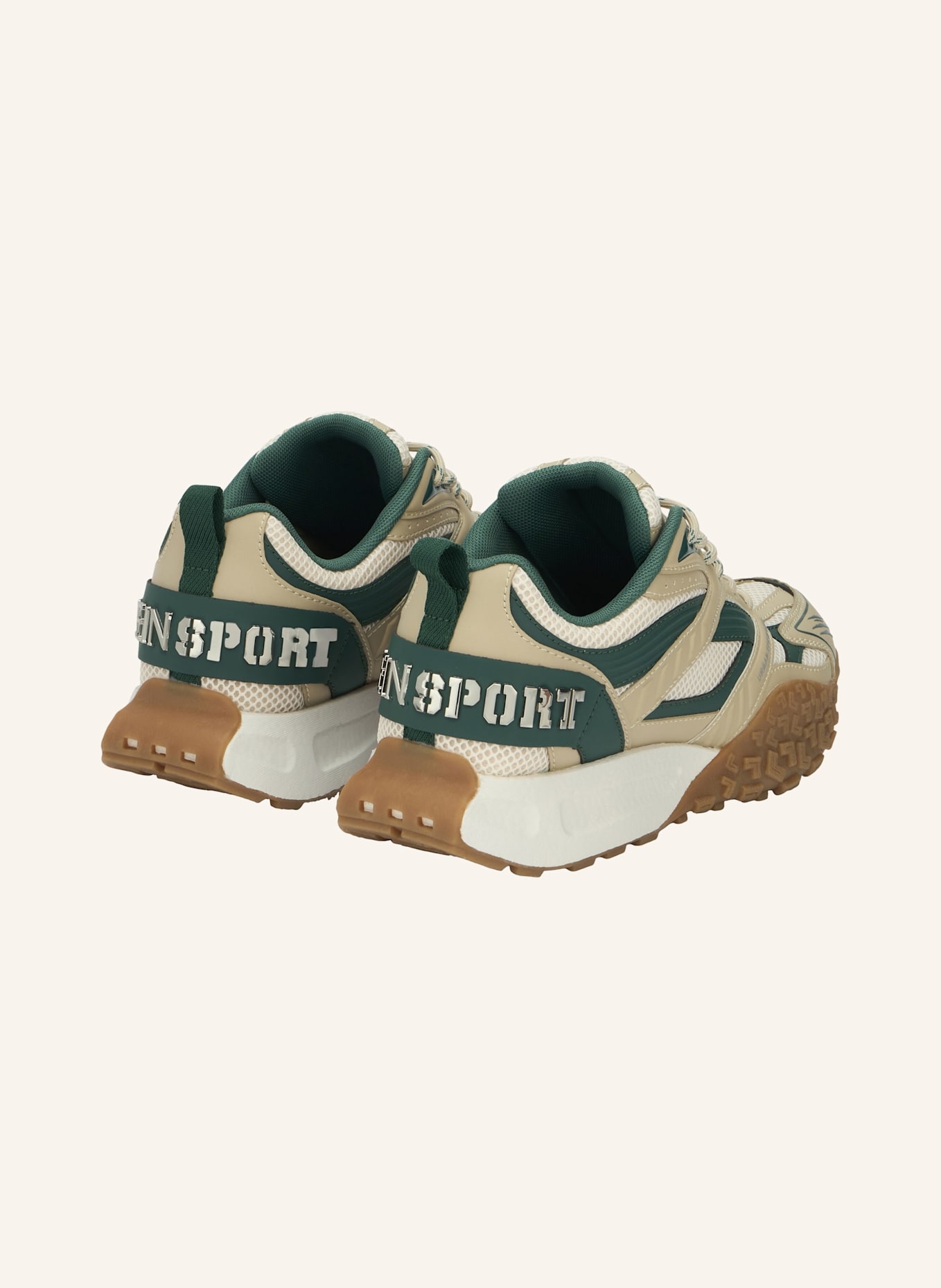PLEIN SPORT Lo-Top Turnschuhe: BEIGE/ GRÜN