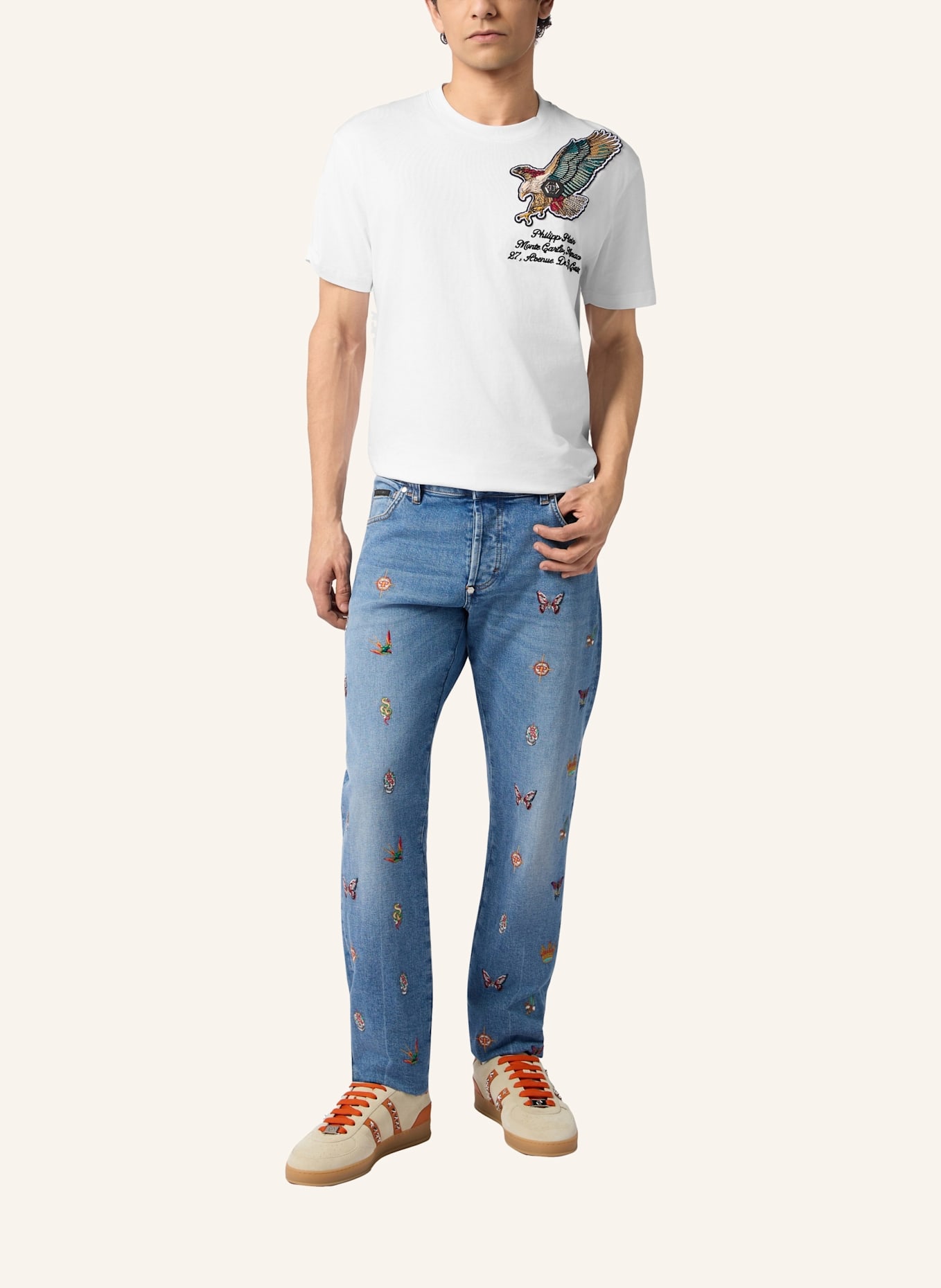 PHILIPP PLEIN PHILIPP PLEIN Round Neck T-Shirt Eagle Montecarlo: WEISS