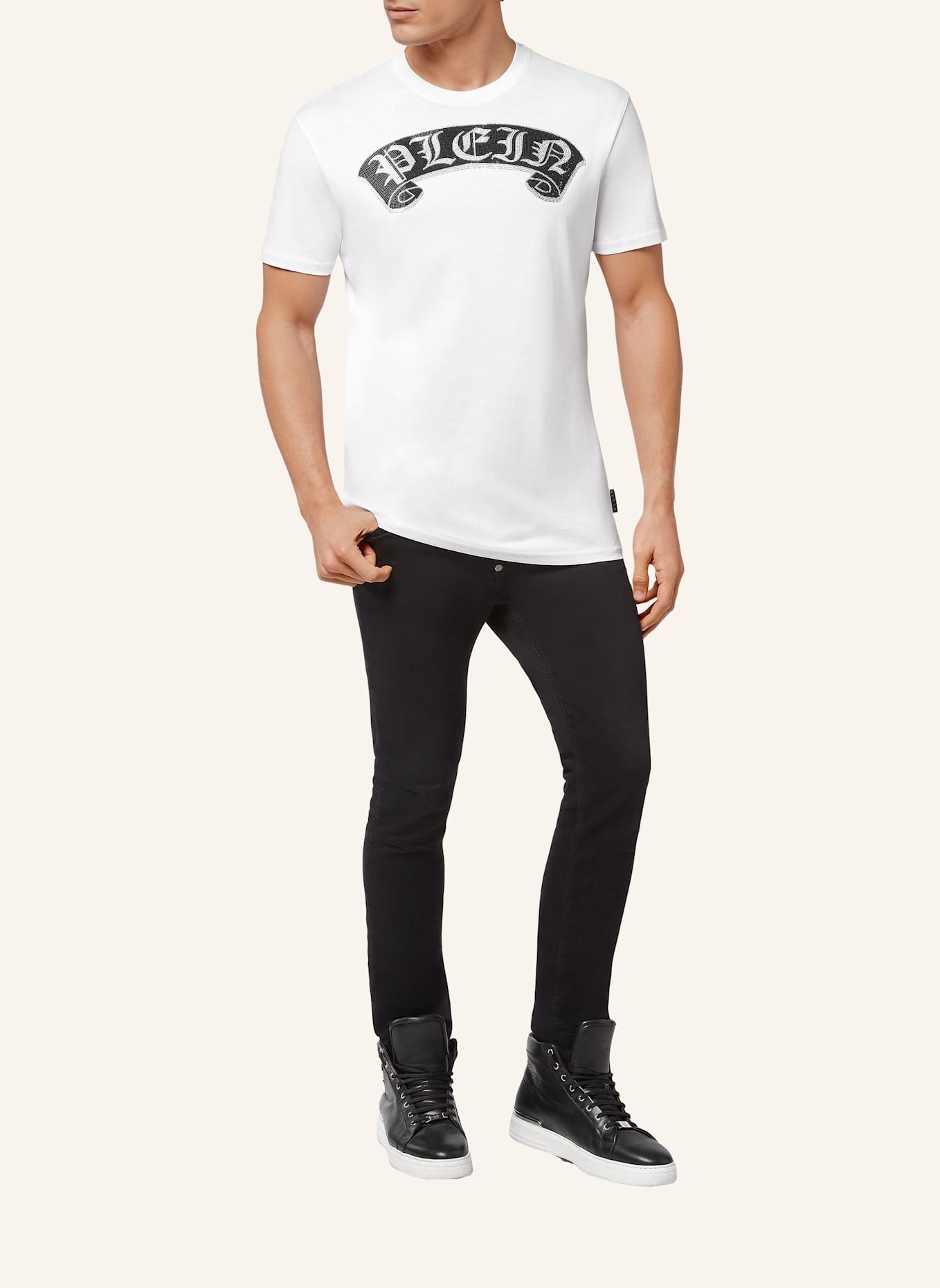 PHILIPP PLEIN T-Shirt GOTHIC PLEIN: WEISS