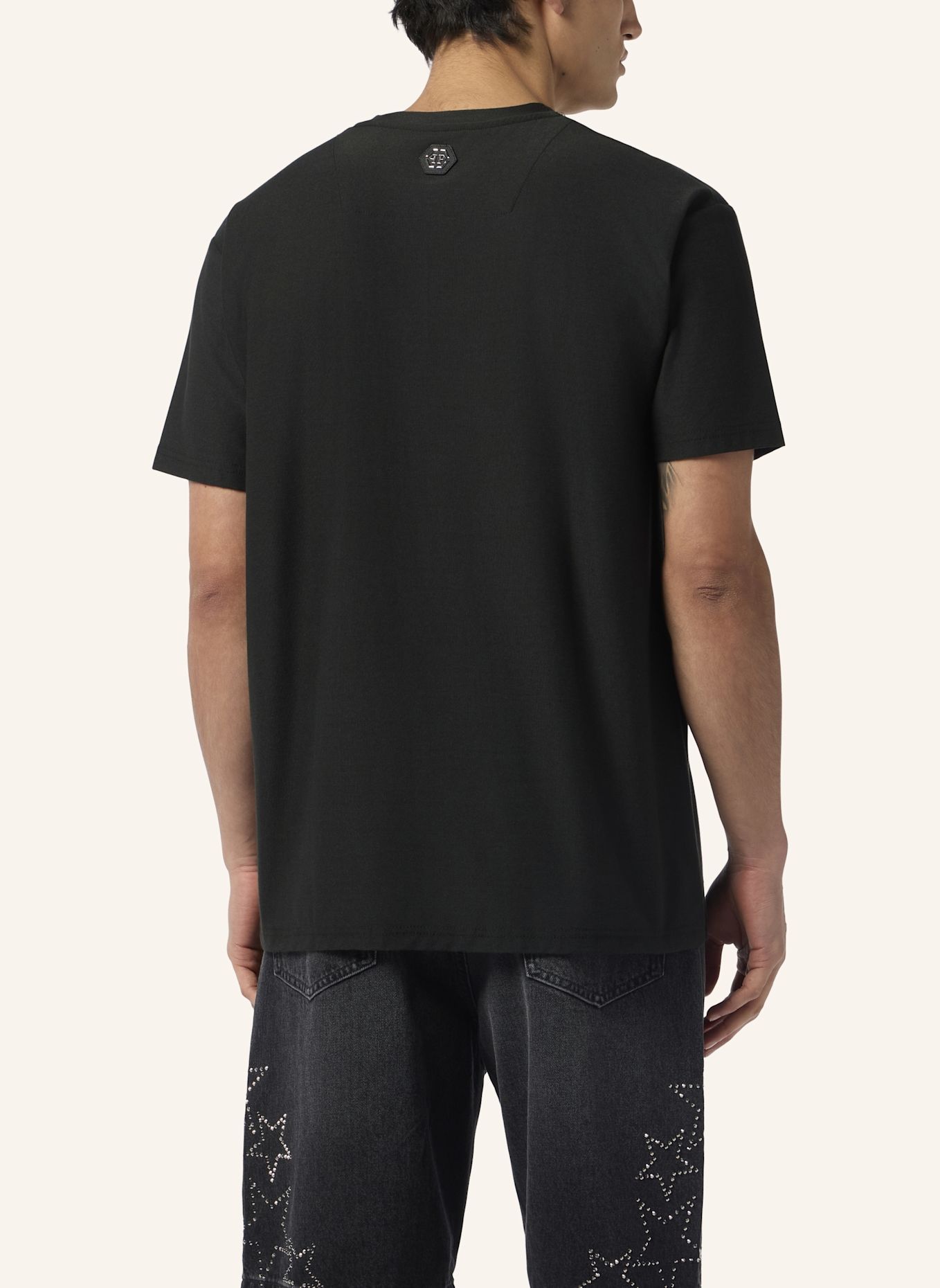 PHILIPP PLEIN T-Shirt Rundhalsausschnitt Ss HEXAGON: SCHWARZ