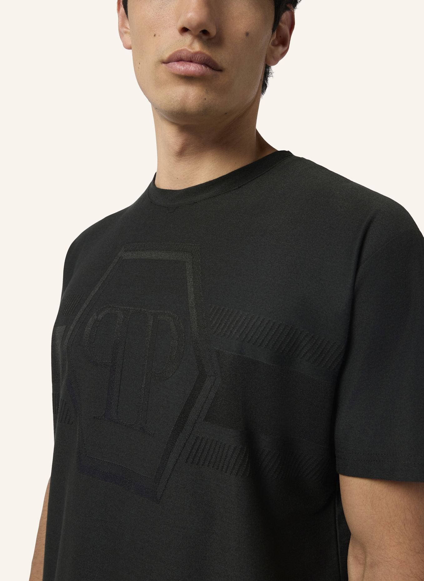 PHILIPP PLEIN T-Shirt Rundhalsausschnitt Ss HEXAGON: SCHWARZ