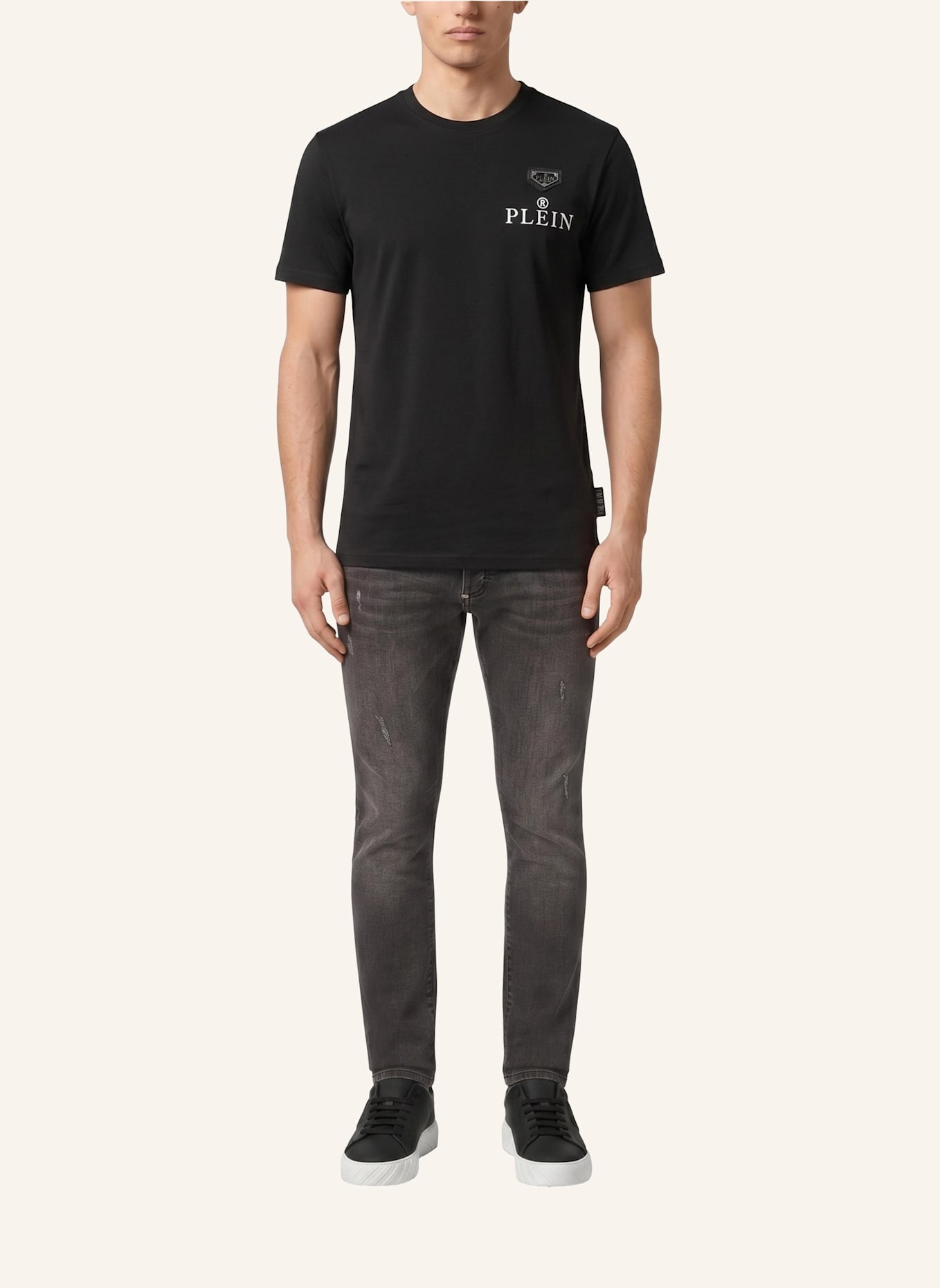 PHILIPP PLEIN T-Shirt Rundhalsausschnitt Ss: SCHWARZ