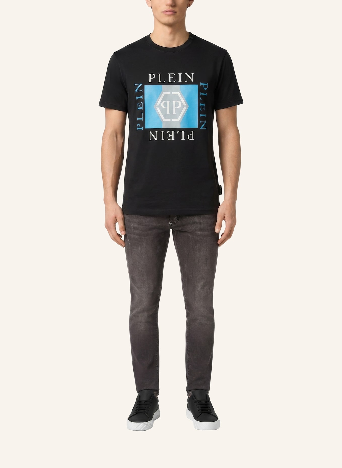 PHILIPP PLEIN T-Shirt Rundhalsausschnitt Ss: SCHWARZ