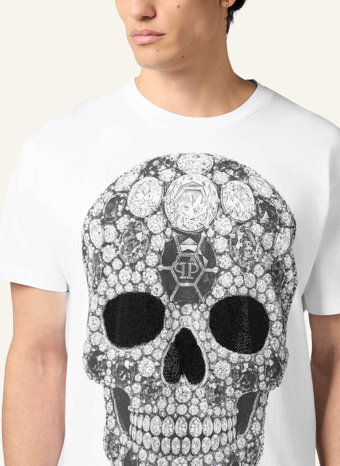 PHILIPP PLEIN T-Shirt Rundhalsausschnitt Ss SKULL: WEISS