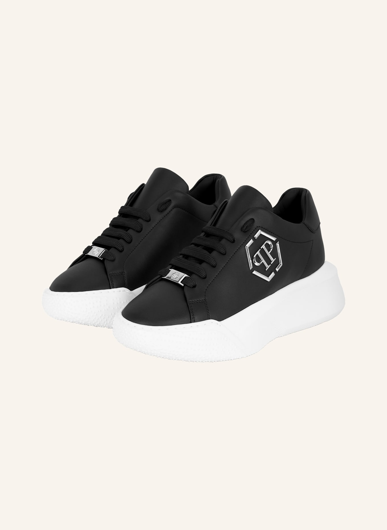 PHILIPP PLEIN Lo-Top Turnschuhe HEXAGON: SCHWARZ