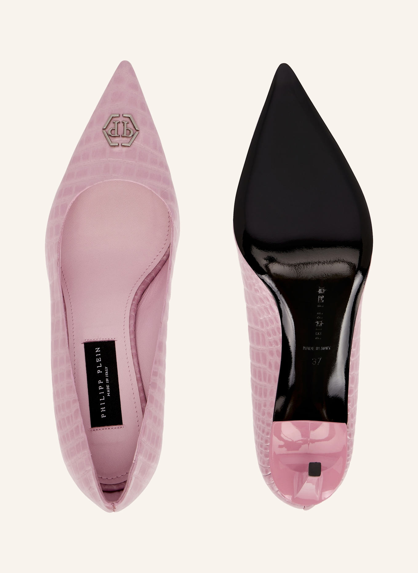 PHILIPP PLEIN PHILIPP PLEIN Cocco Print Decolette Mid Heels Hexagon 9: ROSA