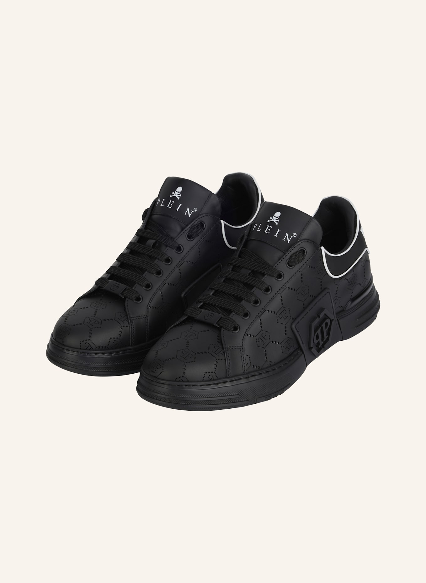 PHILIPP PLEIN Lo-Top Turnschuhe MONOGRAM: SCHWARZ