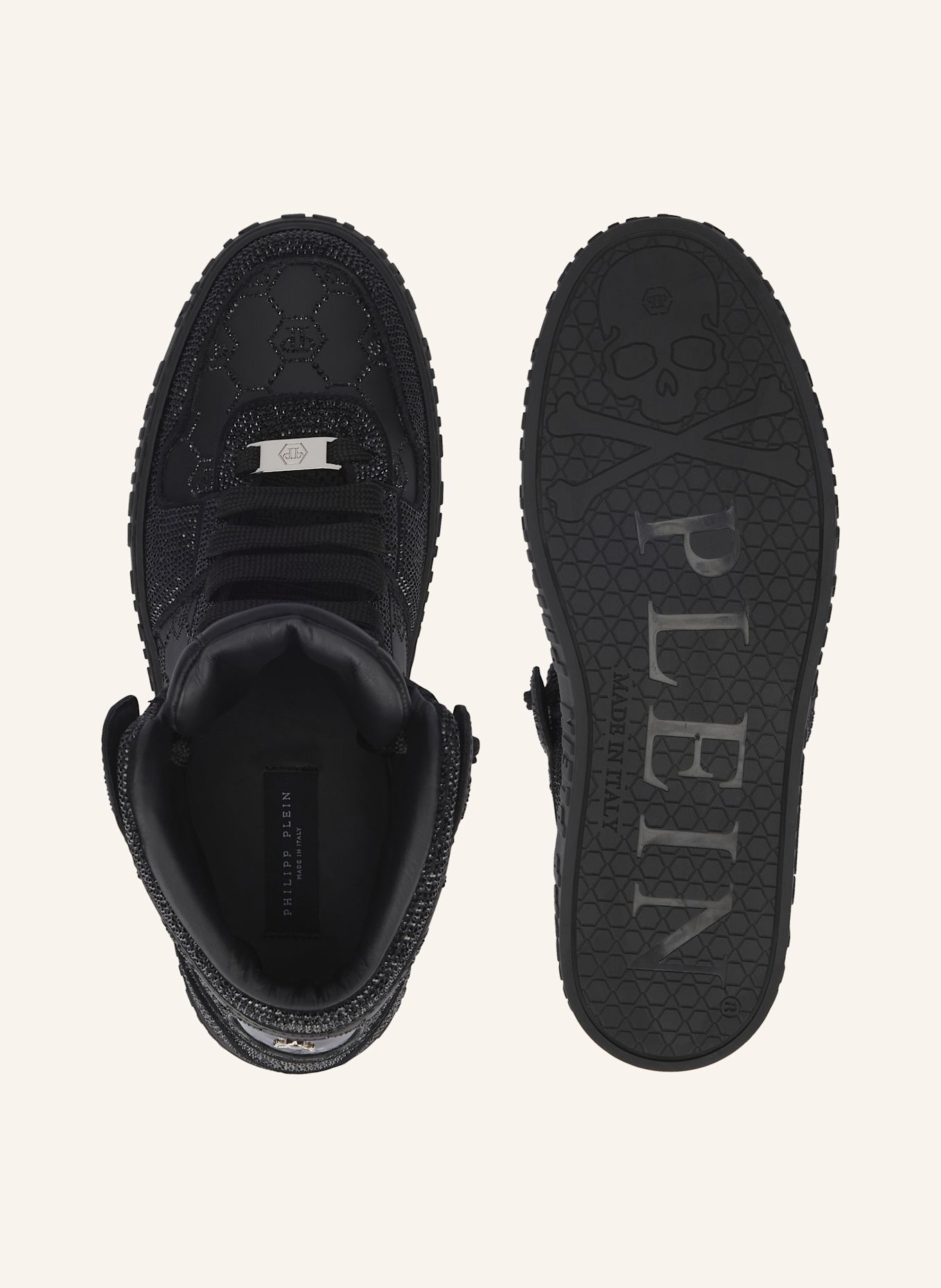 PHILIPP PLEIN Hochwertige Turnschuhe MONOGRAM: SCHWARZ