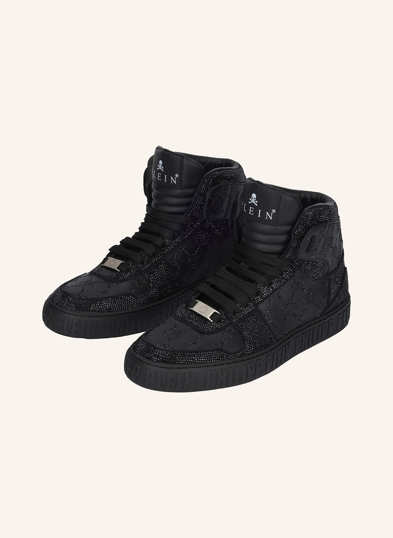PHILIPP PLEIN Hochwertige Turnschuhe MONOGRAM: SCHWARZ