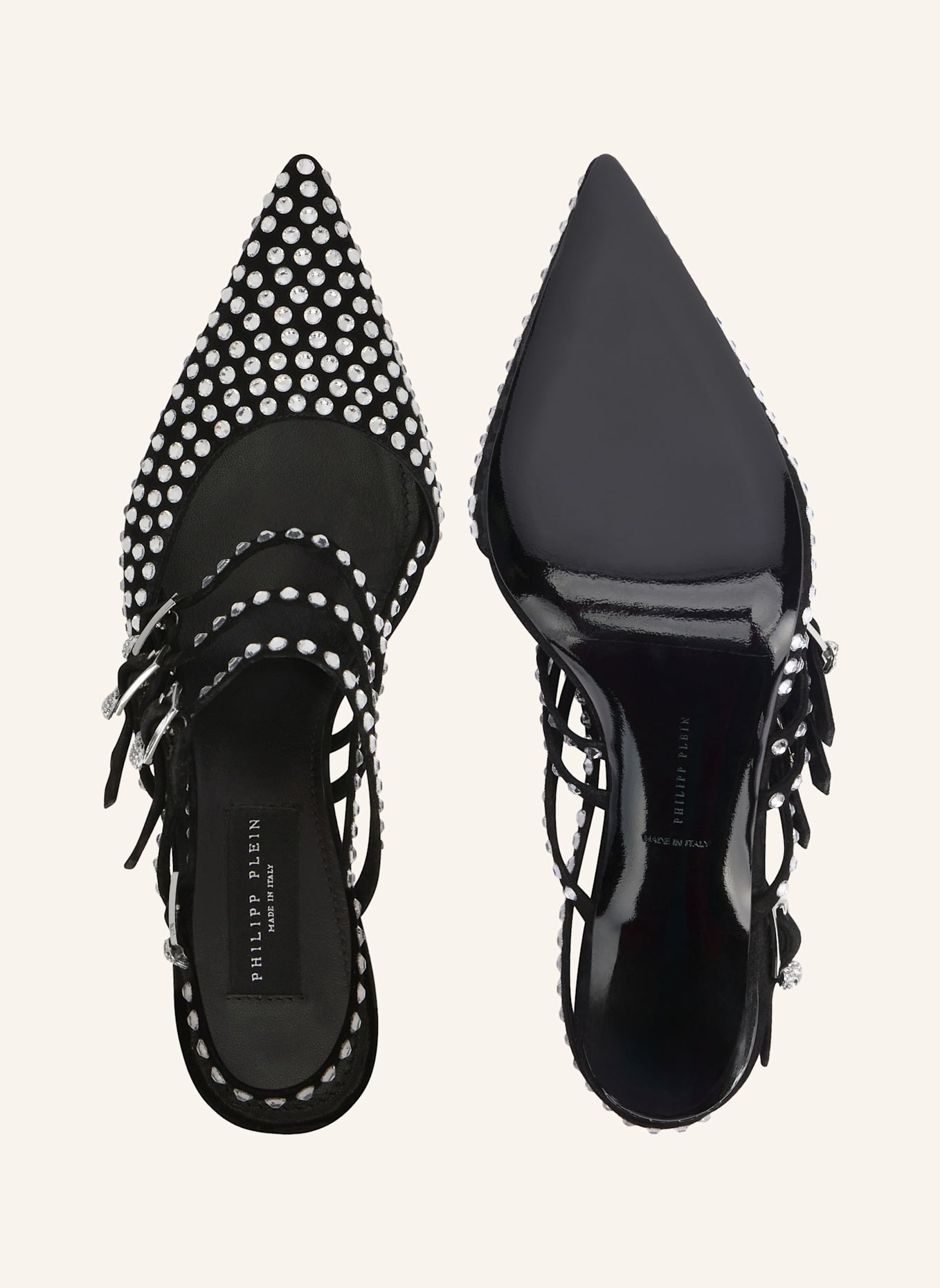 PHILIPP PLEIN PHILIPP PLEIN Suede Slingbacks Skull Belts 9: SCHWARZ