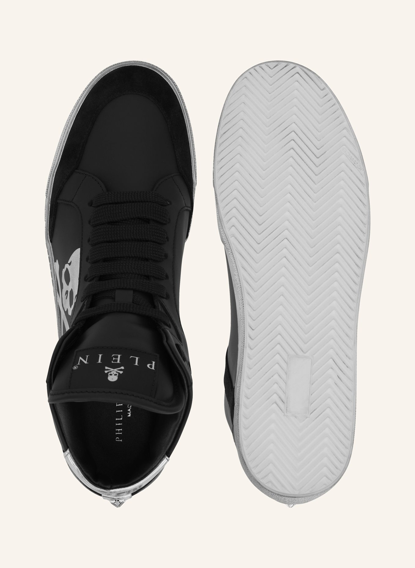 PHILIPP PLEIN High-Top Turnschuhe RETROKICKZ: SCHWARZ/ SILBER